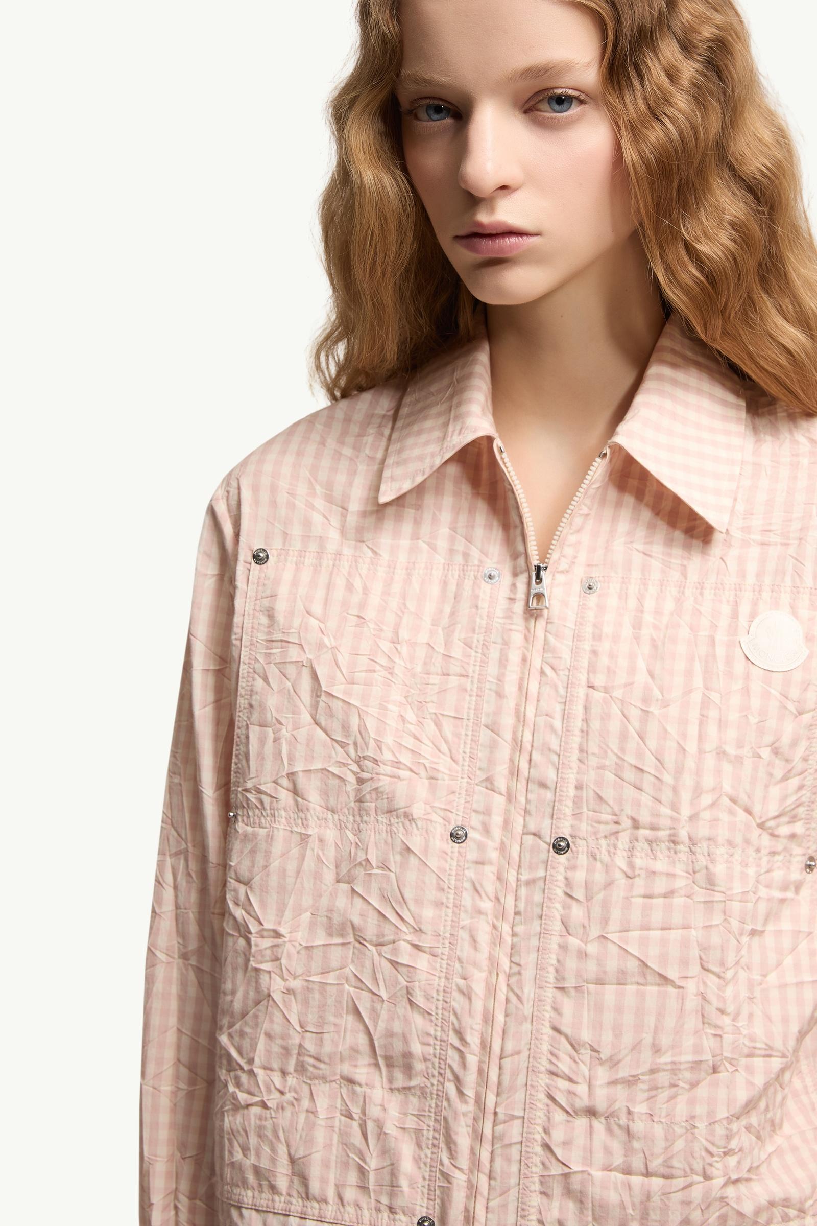 Moncler Vichy Cotton Blend Shirt Light Pink Light Pink