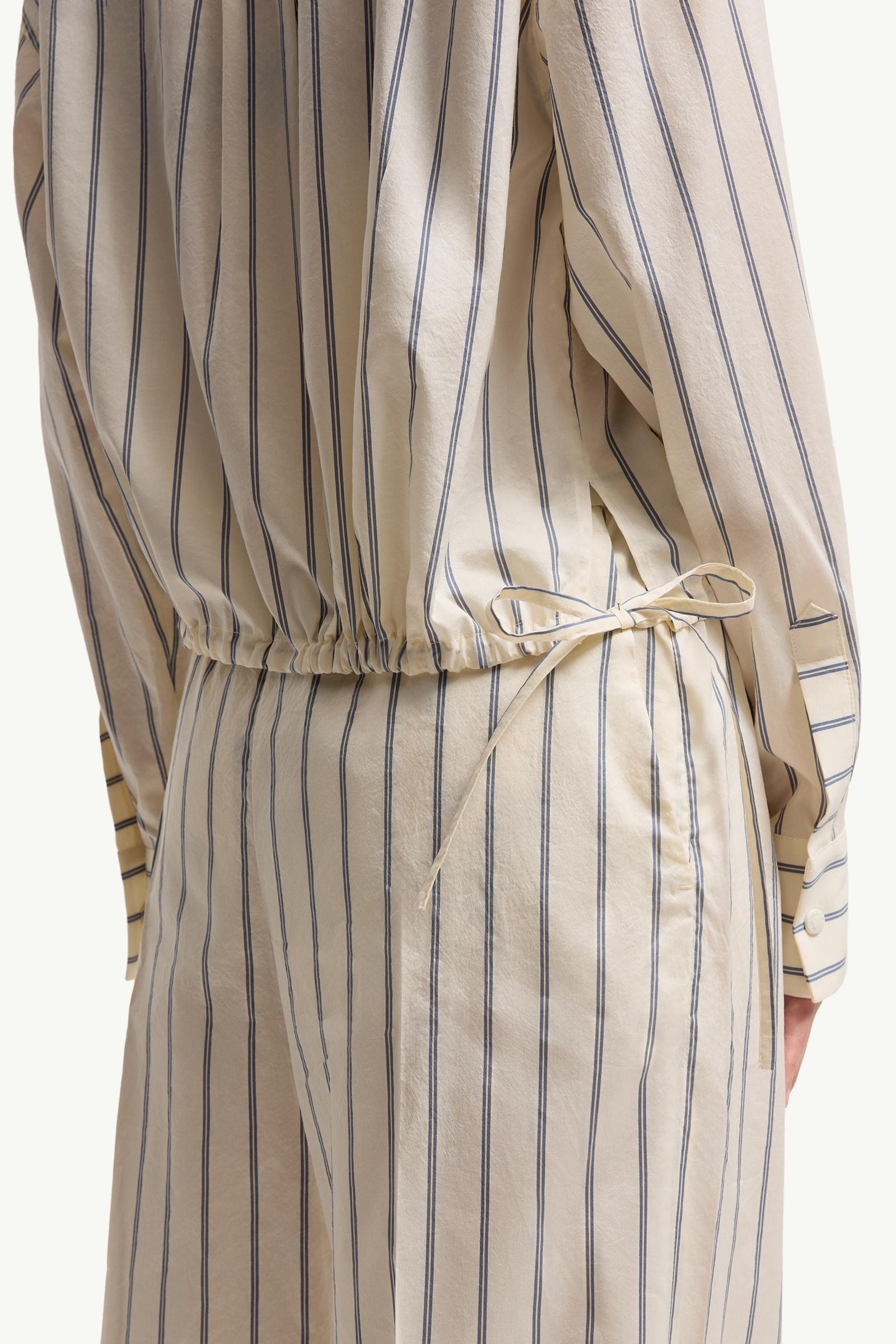 Moncler Striped Cotton & Silk Long Sleeve Shirt White Ivory White Ivory