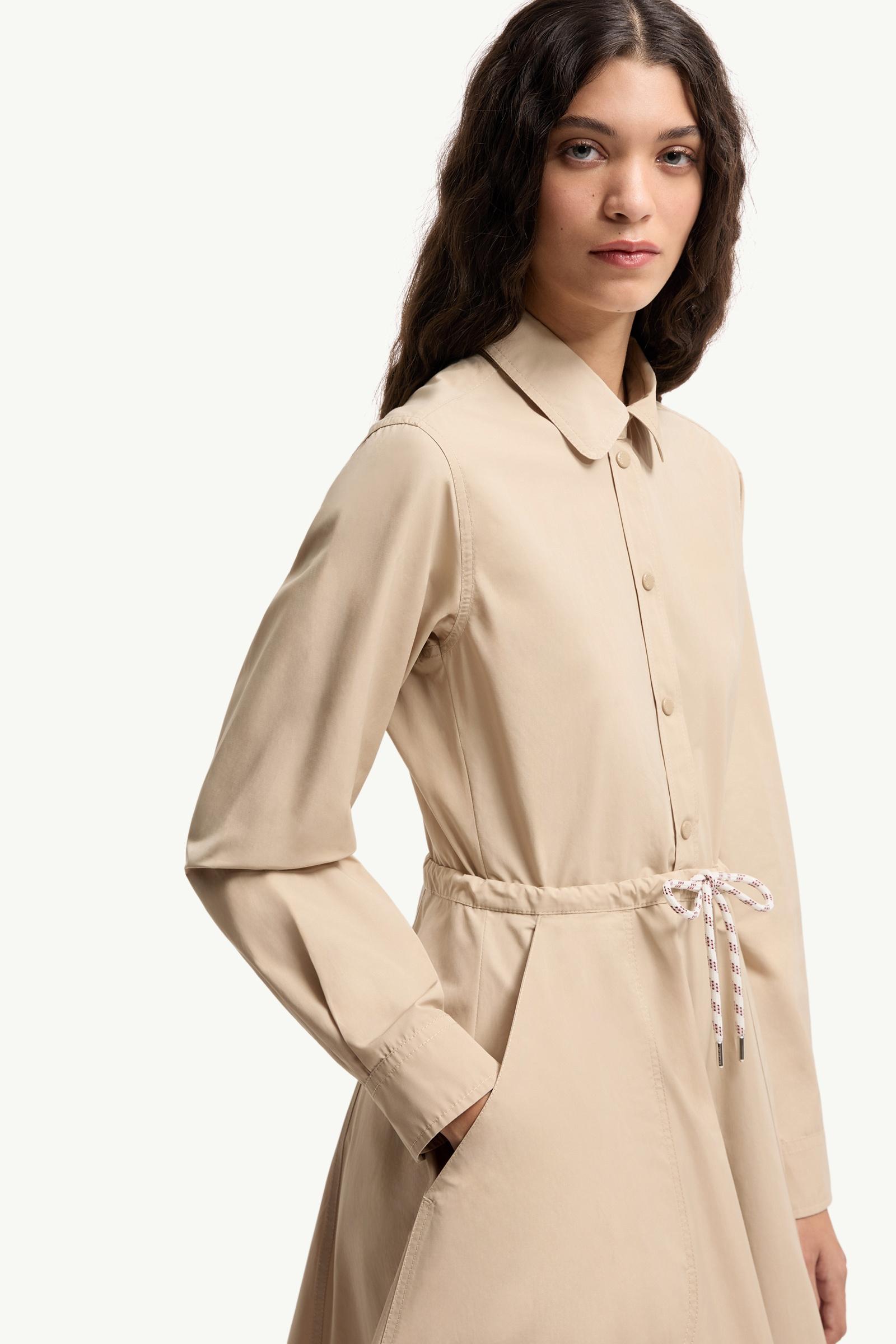 Moncler Poplin Midi Shirt Dress Beige Beige