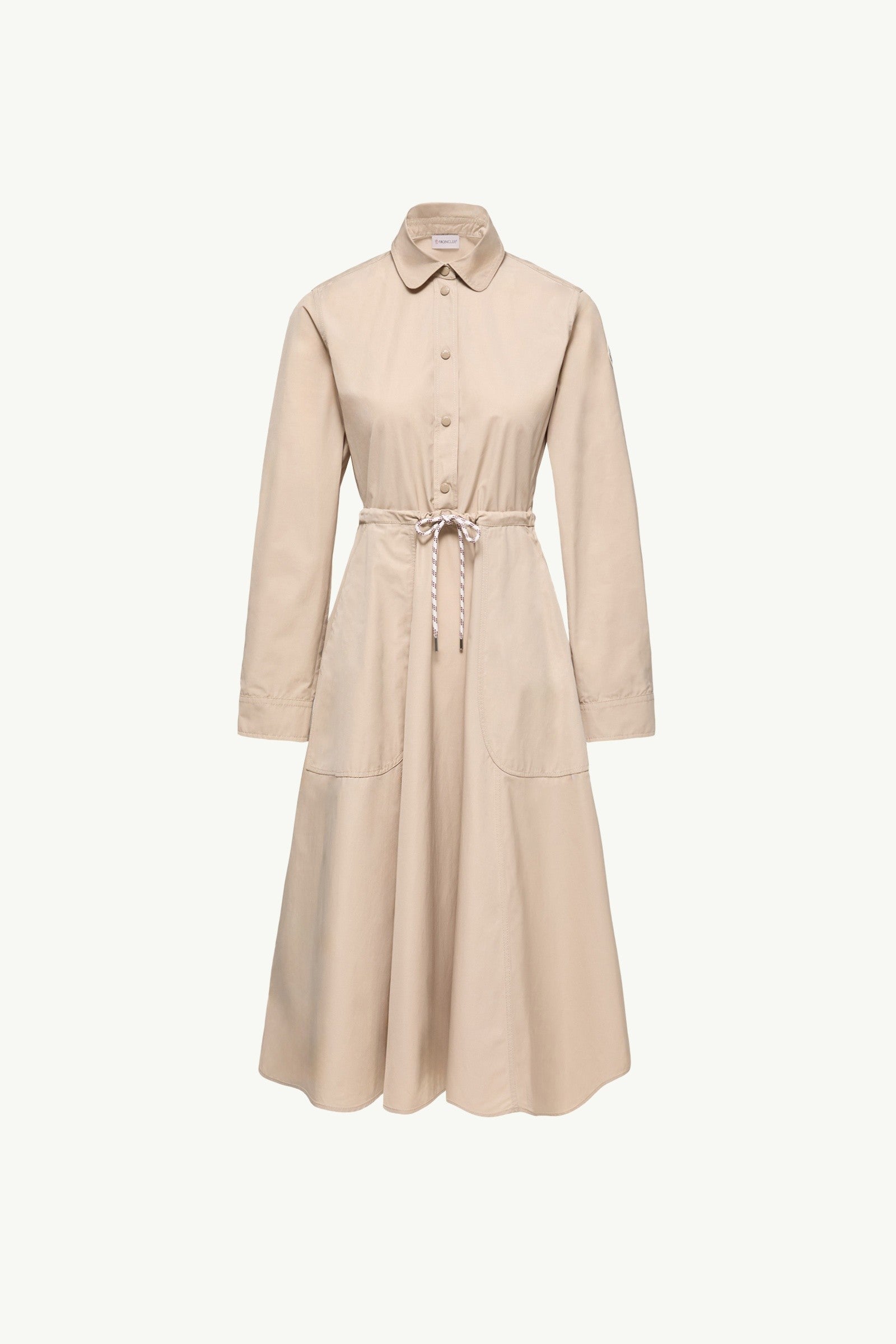 Moncler Poplin Midi Shirt Dress Beige Beige