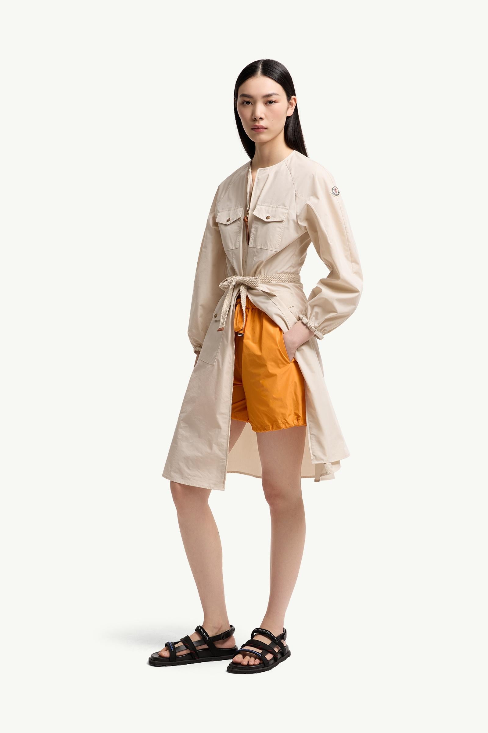 Moncler Pleated Poplin Dress Light Beige Light Beige