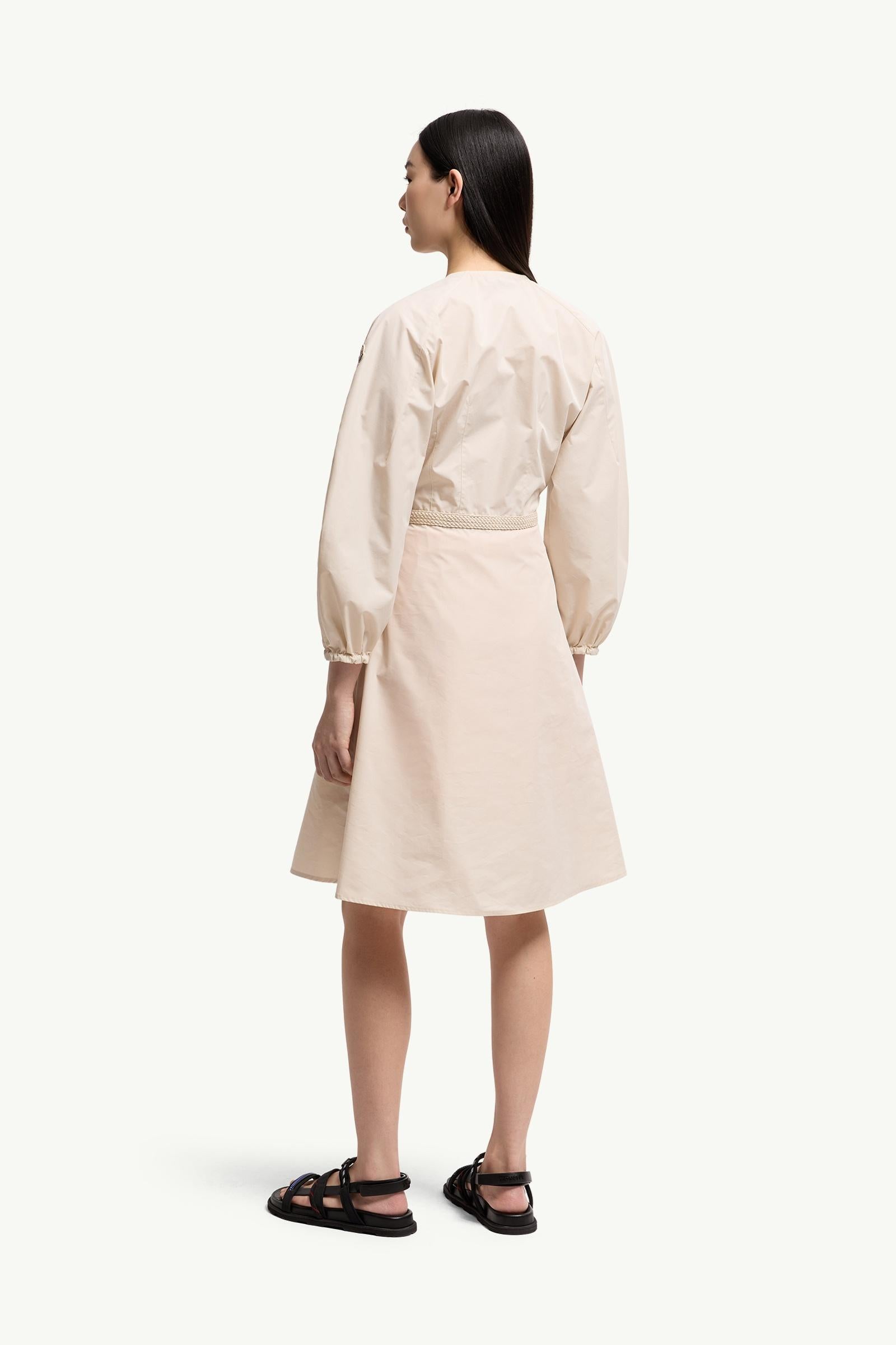Moncler Pleated Poplin Dress Light Beige Light Beige