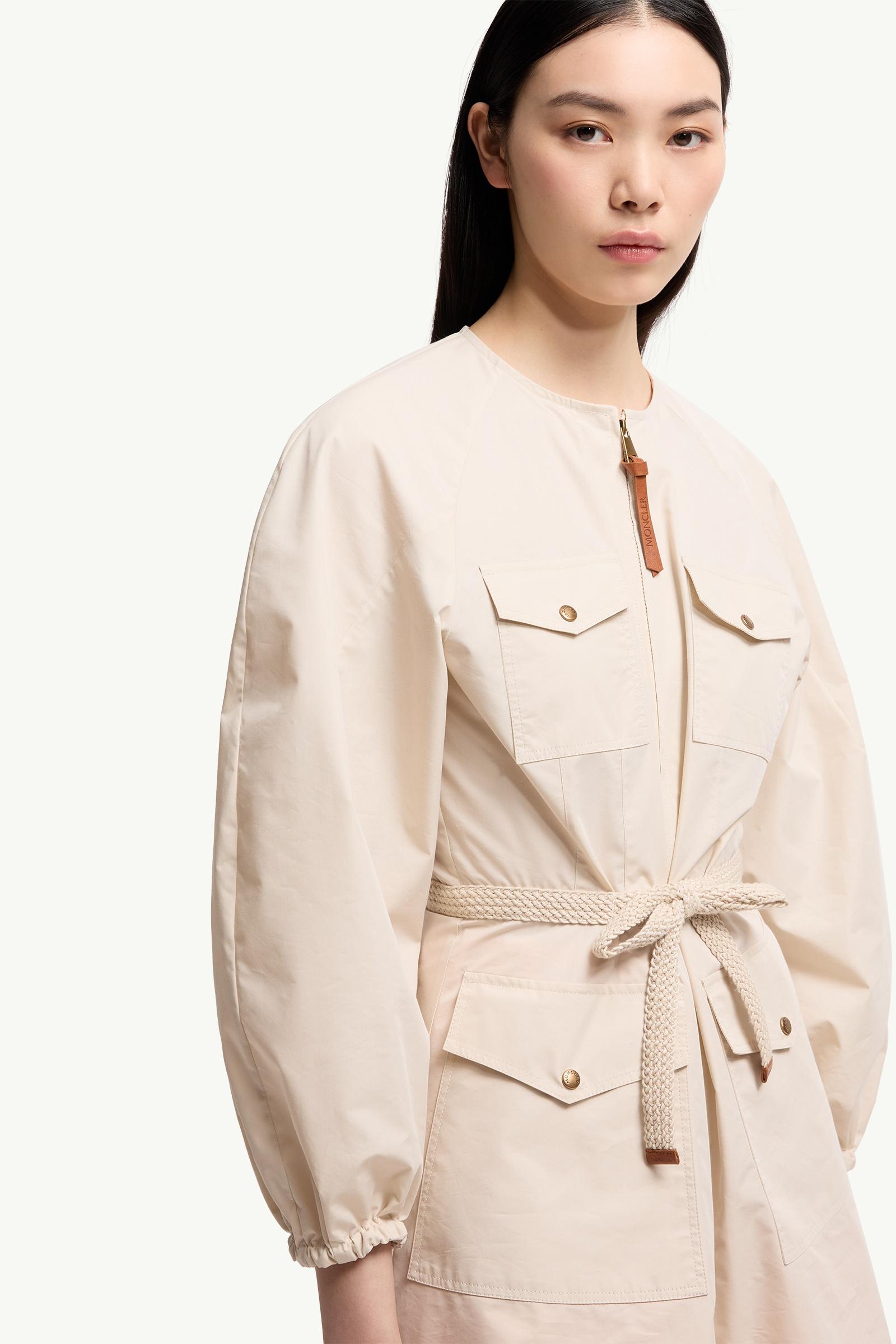 Moncler Pleated Poplin Dress Light Beige Light Beige