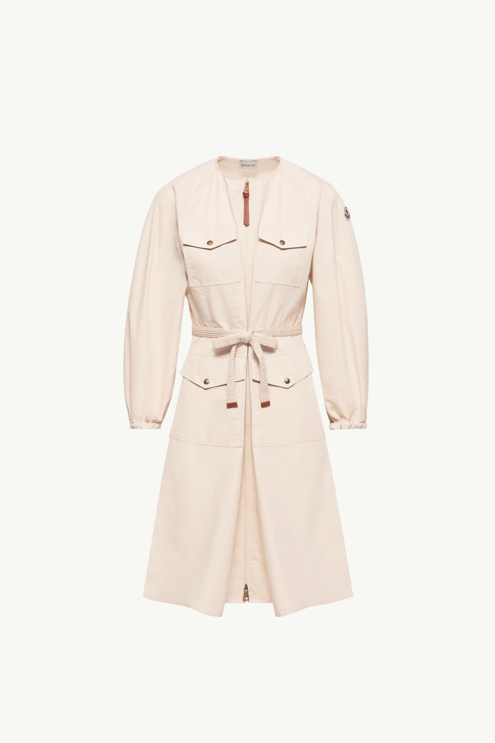 Moncler Pleated Poplin Dress Light Beige Light Beige