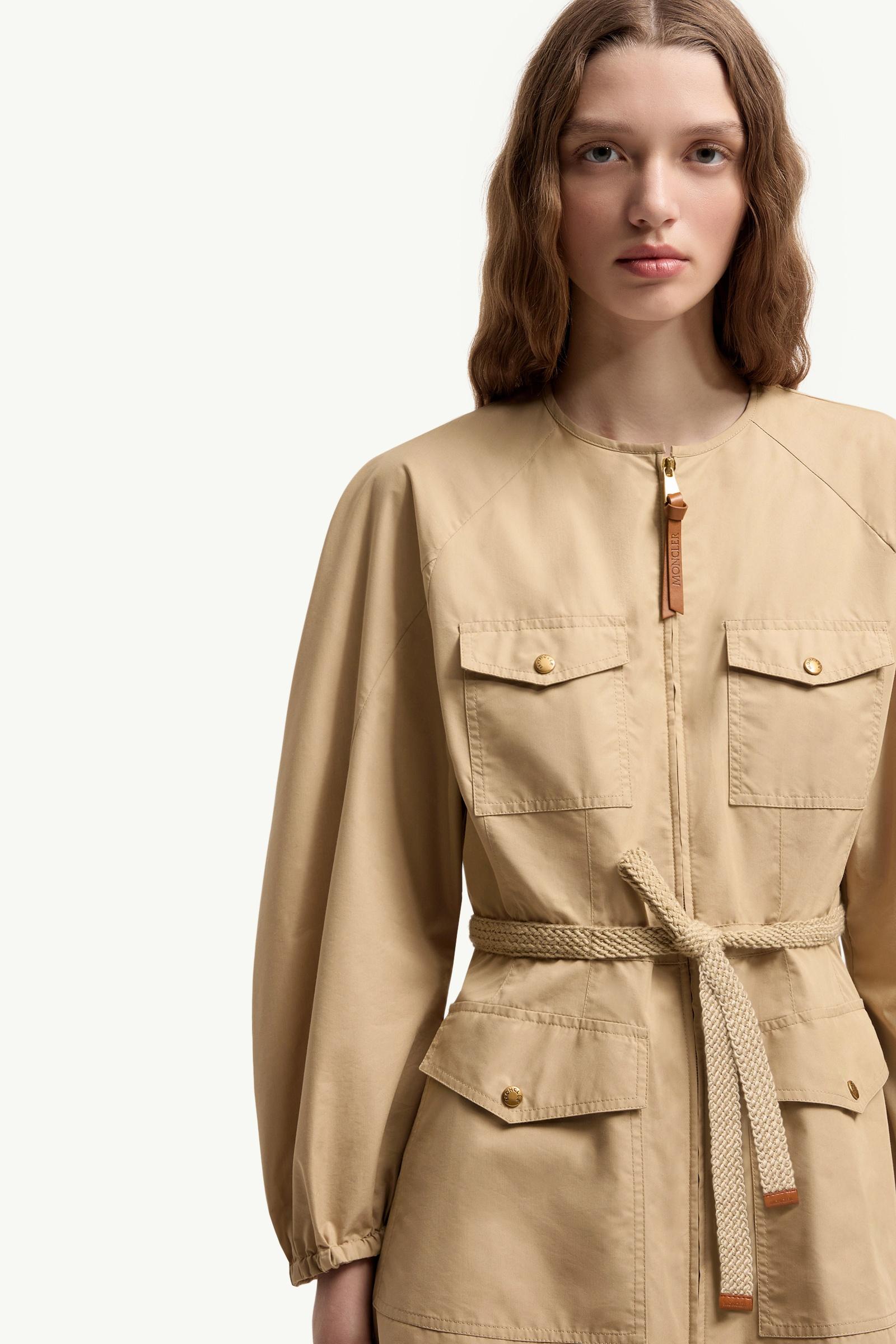 Moncler Pleated Poplin Dress Light Beige Light Beige