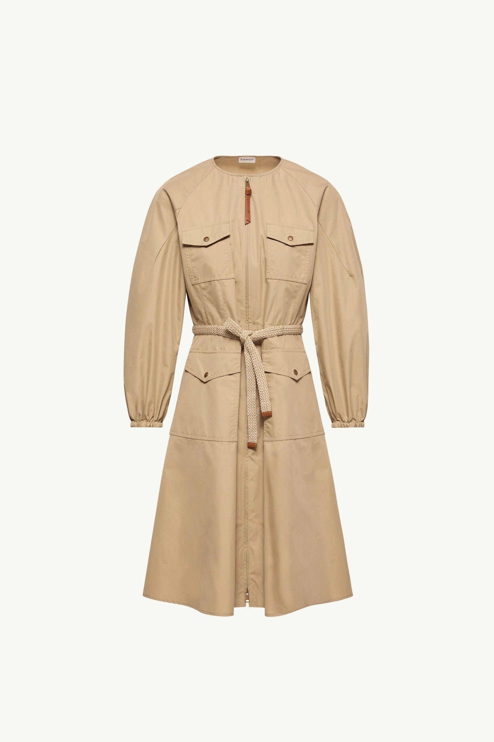 Moncler Pleated Poplin Dress Light Beige Light Beige