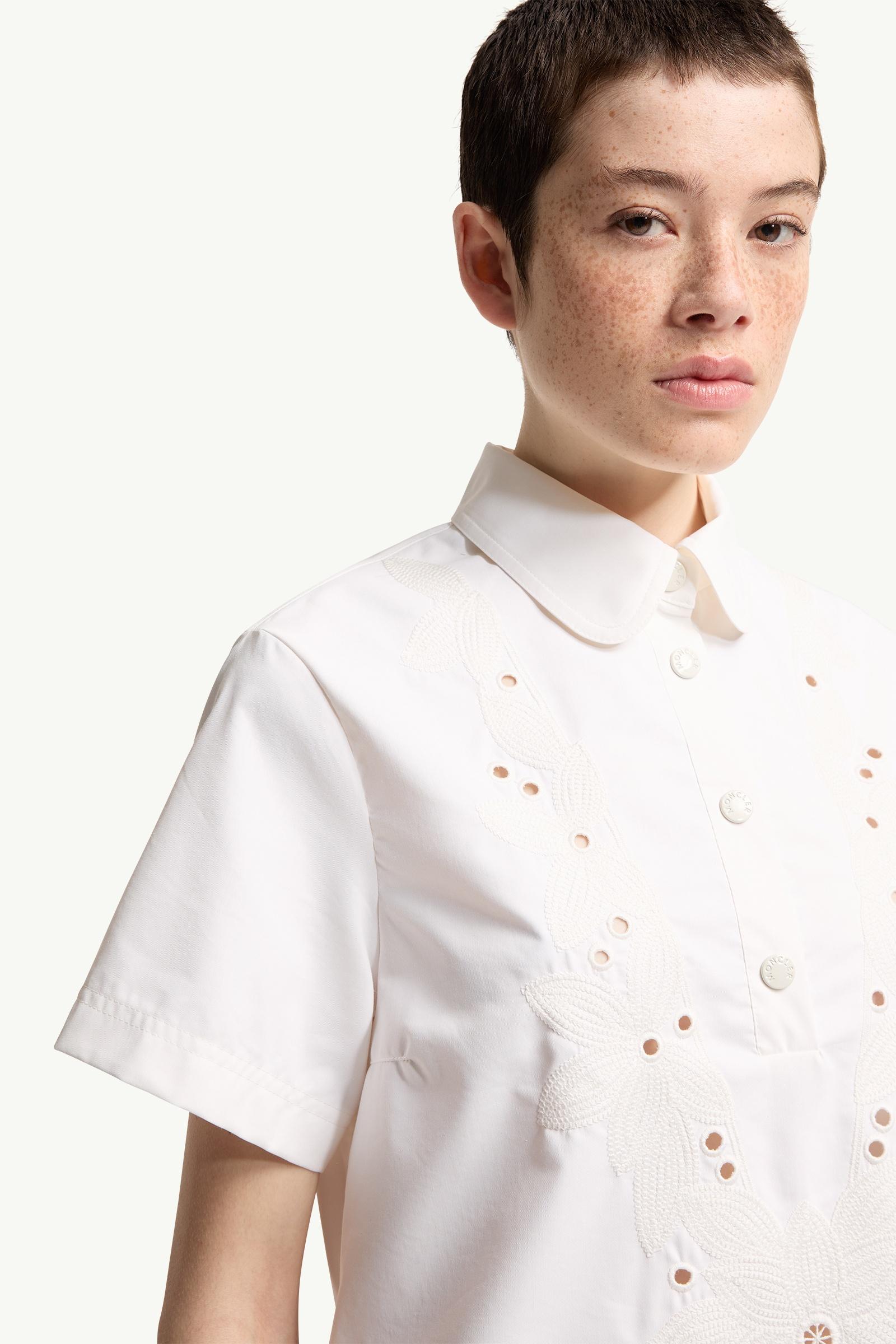 Moncler Embroidered Shirt Dress White White