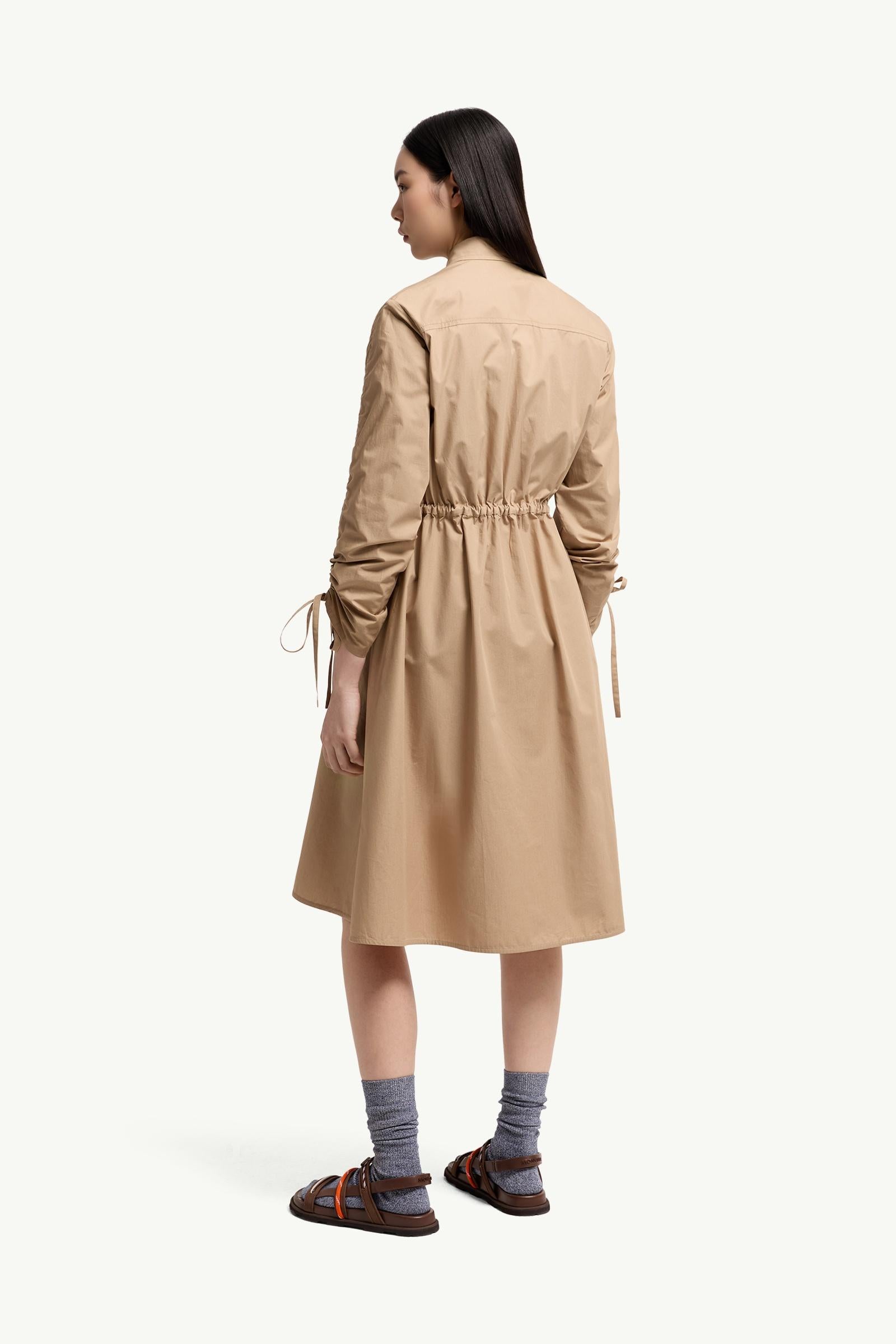 Moncler Cotton Poplin Shirt Dress Beige Beige