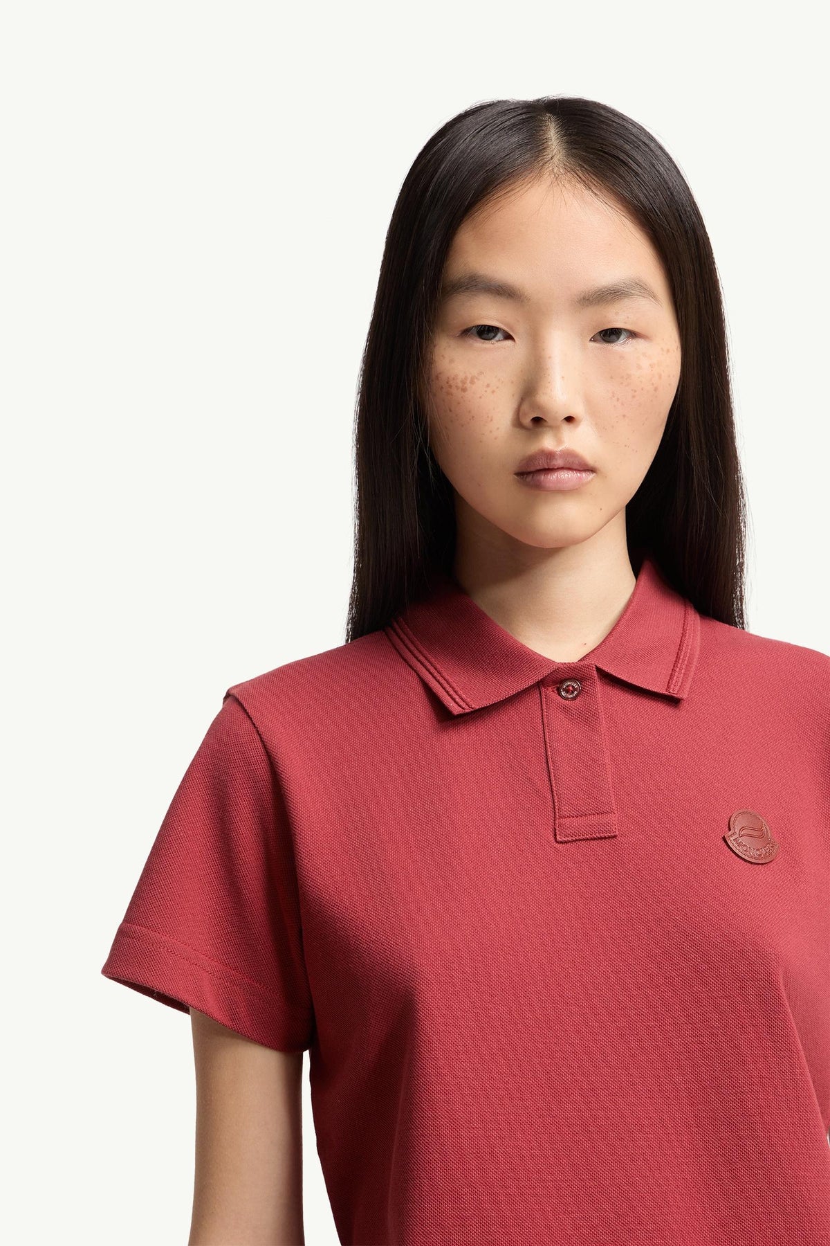 Moncler Logo Cotton Piquet Polo Shirt Dark Red Dark Red