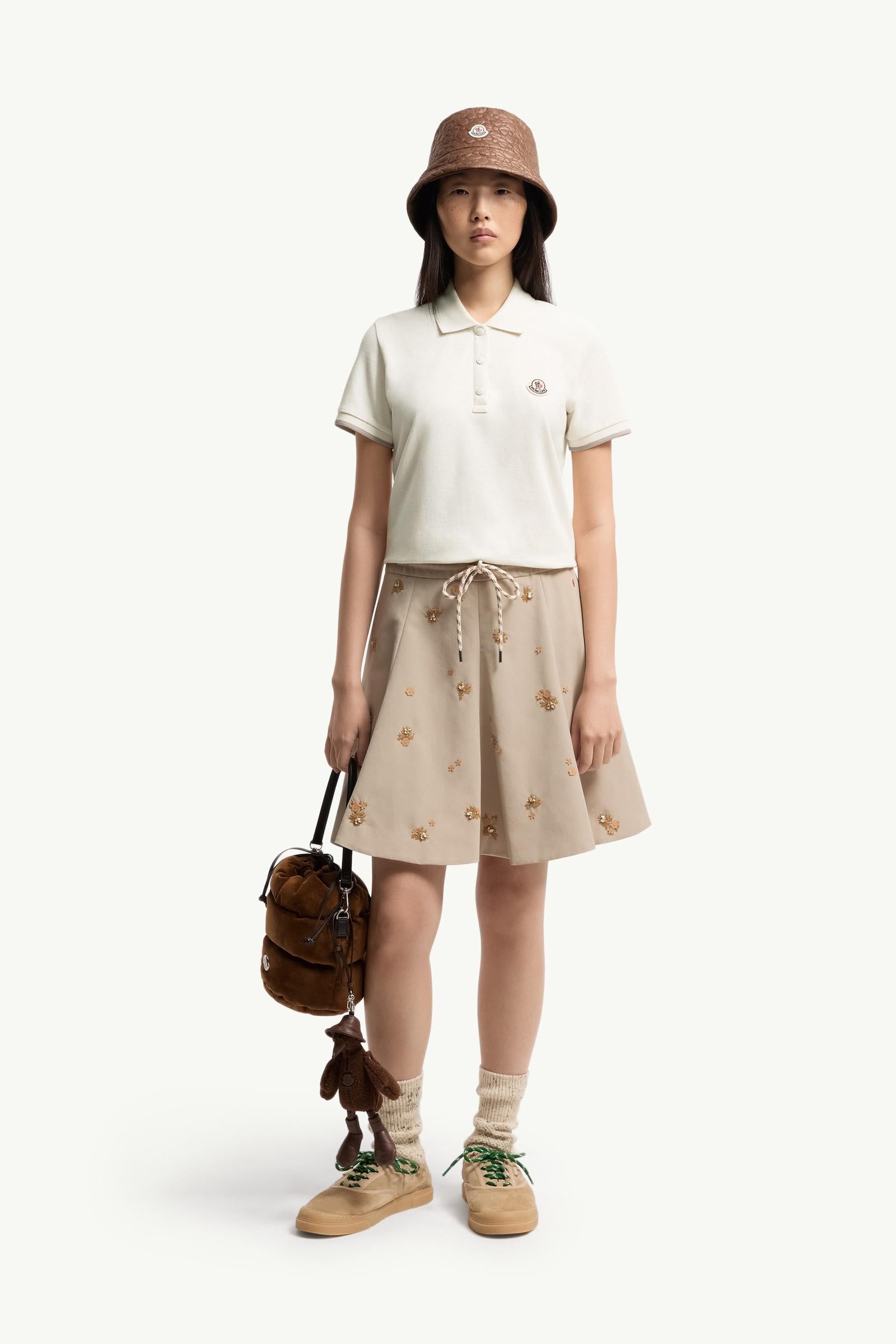 Moncler Logo Cotton Piquet Polo Shirt White White