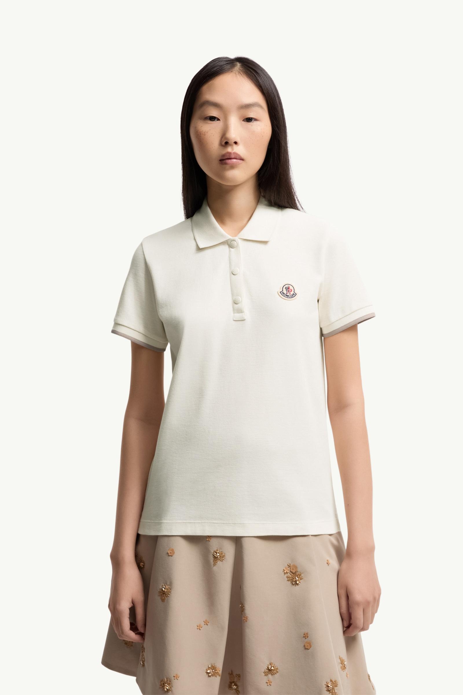 Moncler Logo Cotton Piquet Polo Shirt White White