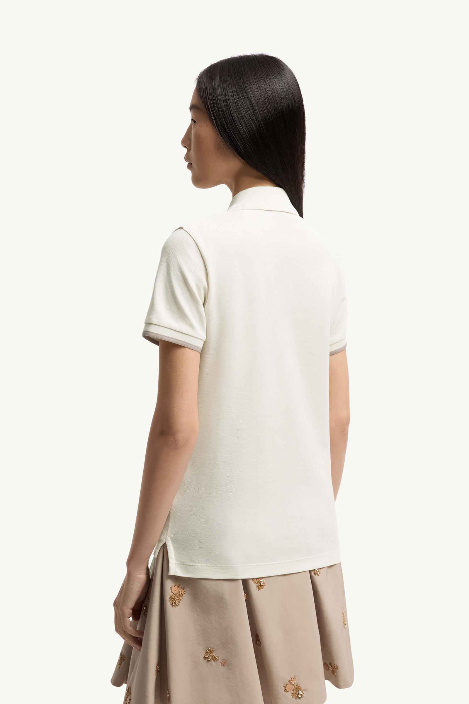 Moncler Logo Cotton Piquet Polo Shirt White White