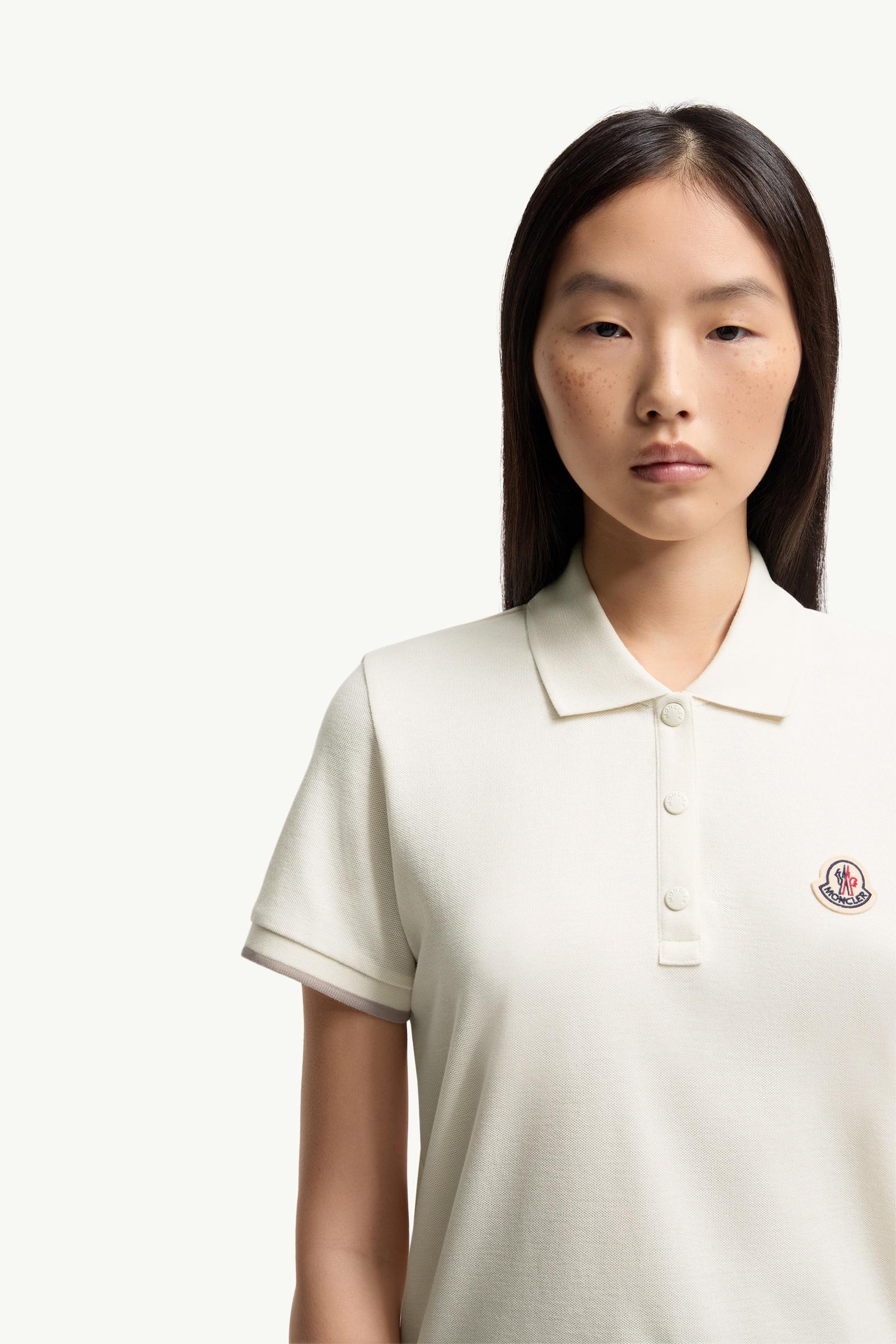 Moncler Logo Cotton Piquet Polo Shirt White White