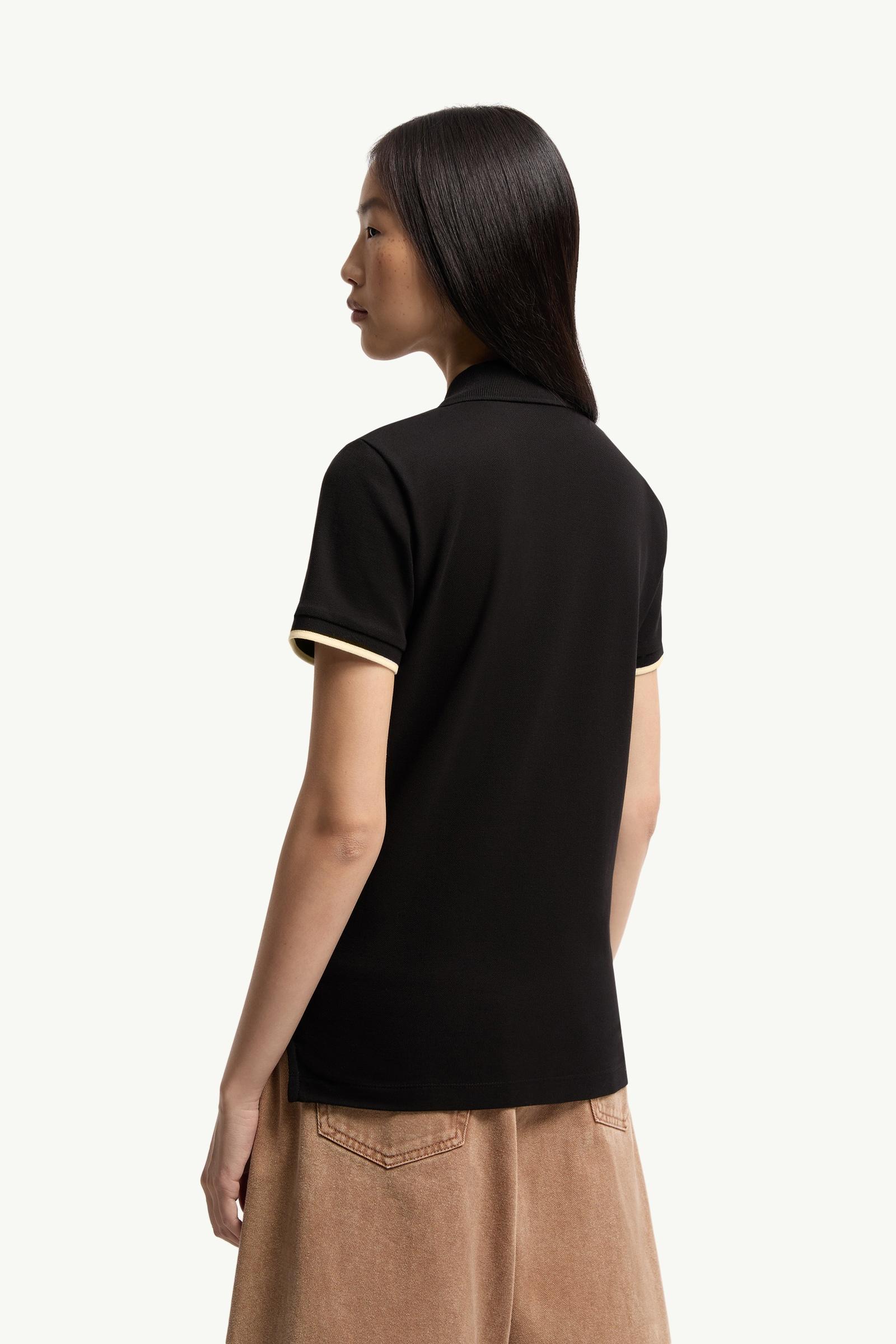 Moncler Logo Cotton Piquet Polo Shirt Black Black
