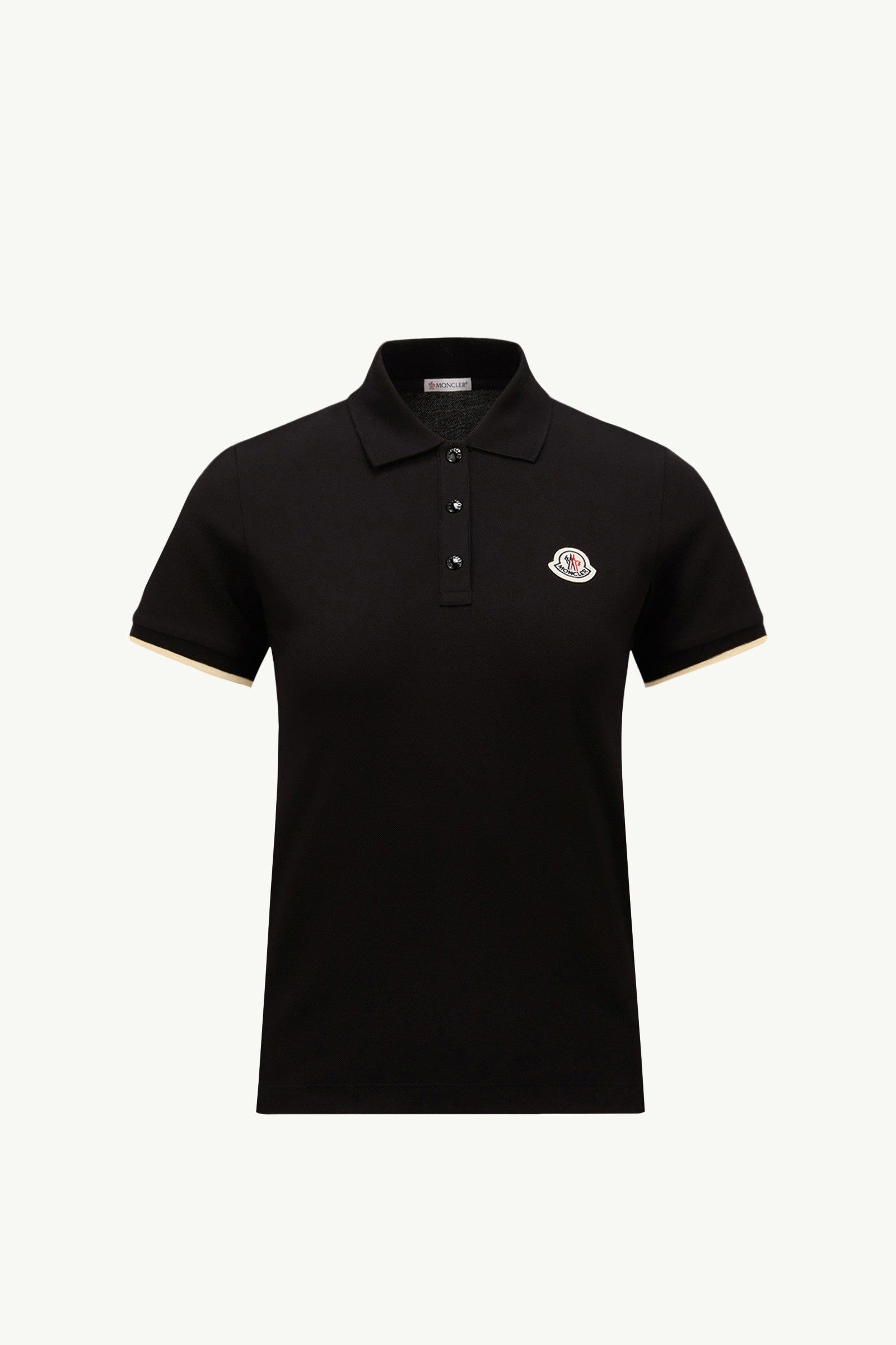 Moncler Logo Cotton Piquet Polo Shirt Black Black