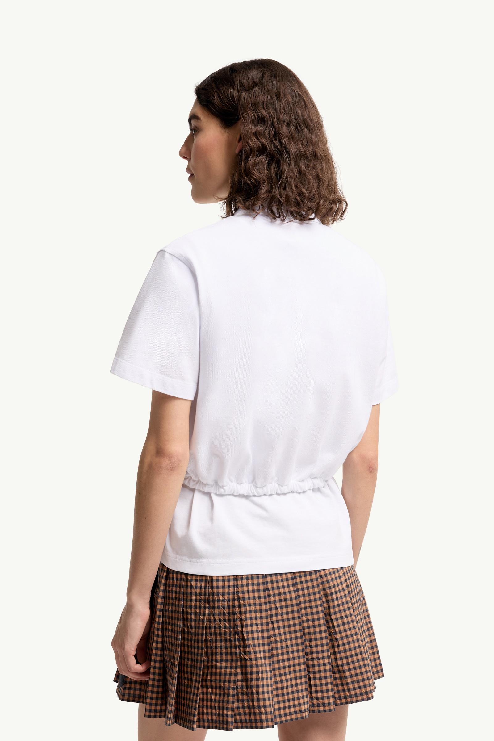 Moncler Cropped Cotton Piquet Polo Shirt White White