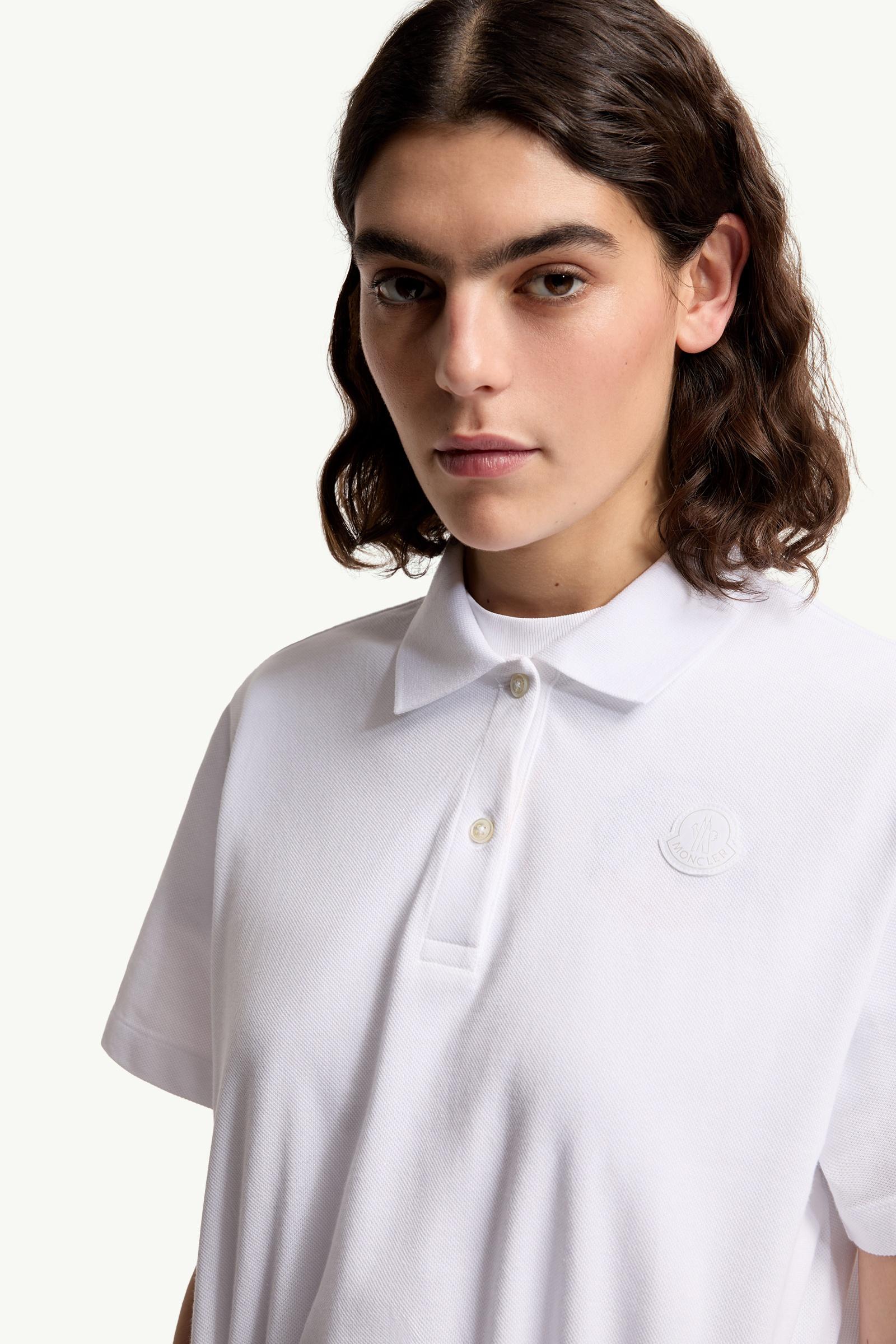 Moncler Cropped Cotton Piquet Polo Shirt White White