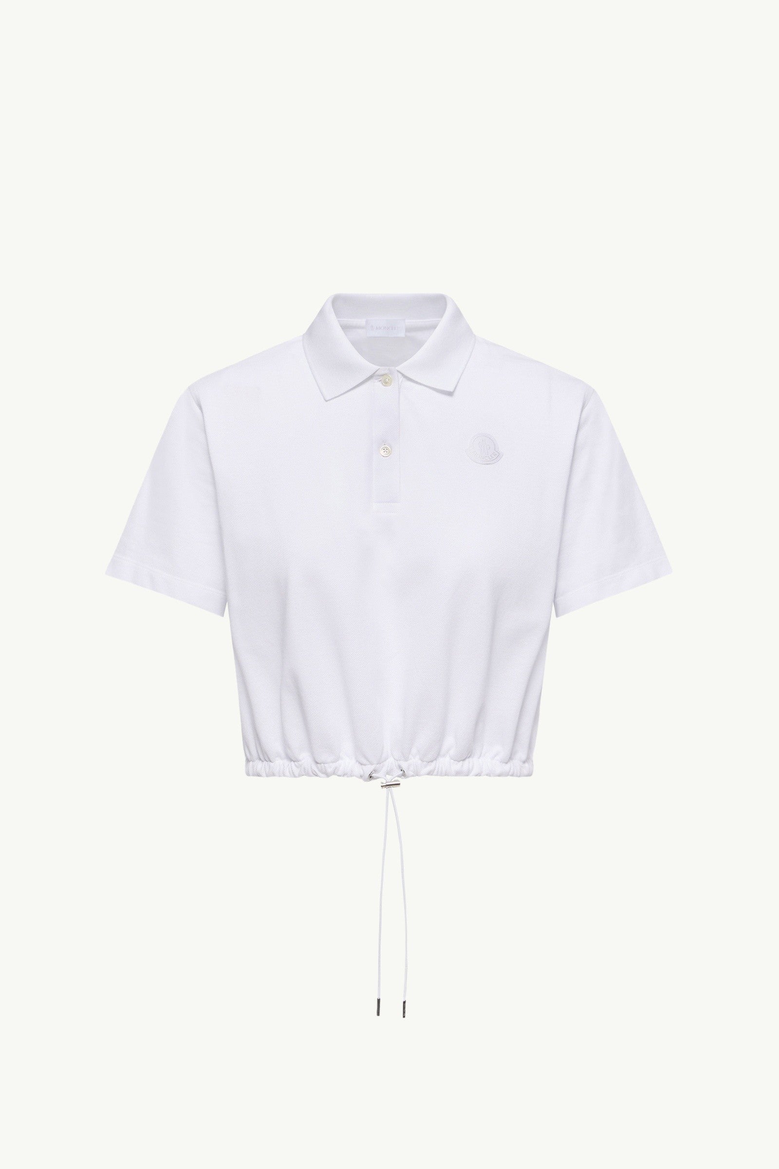 Moncler Cropped Cotton Piquet Polo Shirt White White