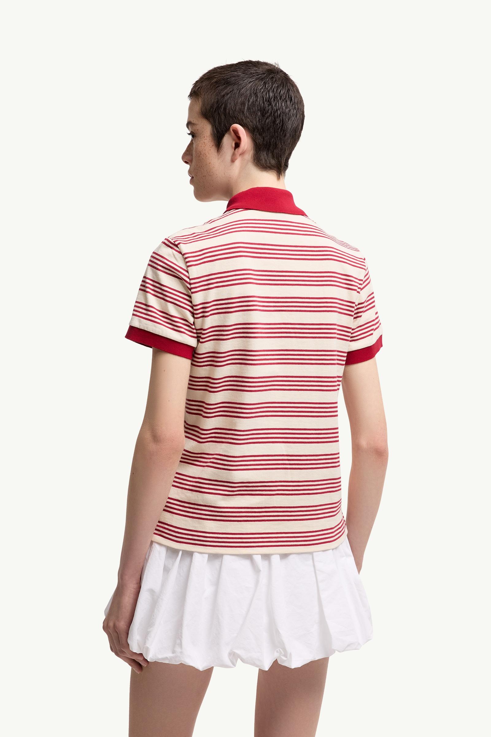 Moncler Striped Cotton Polo Shirt White & Red White & Red