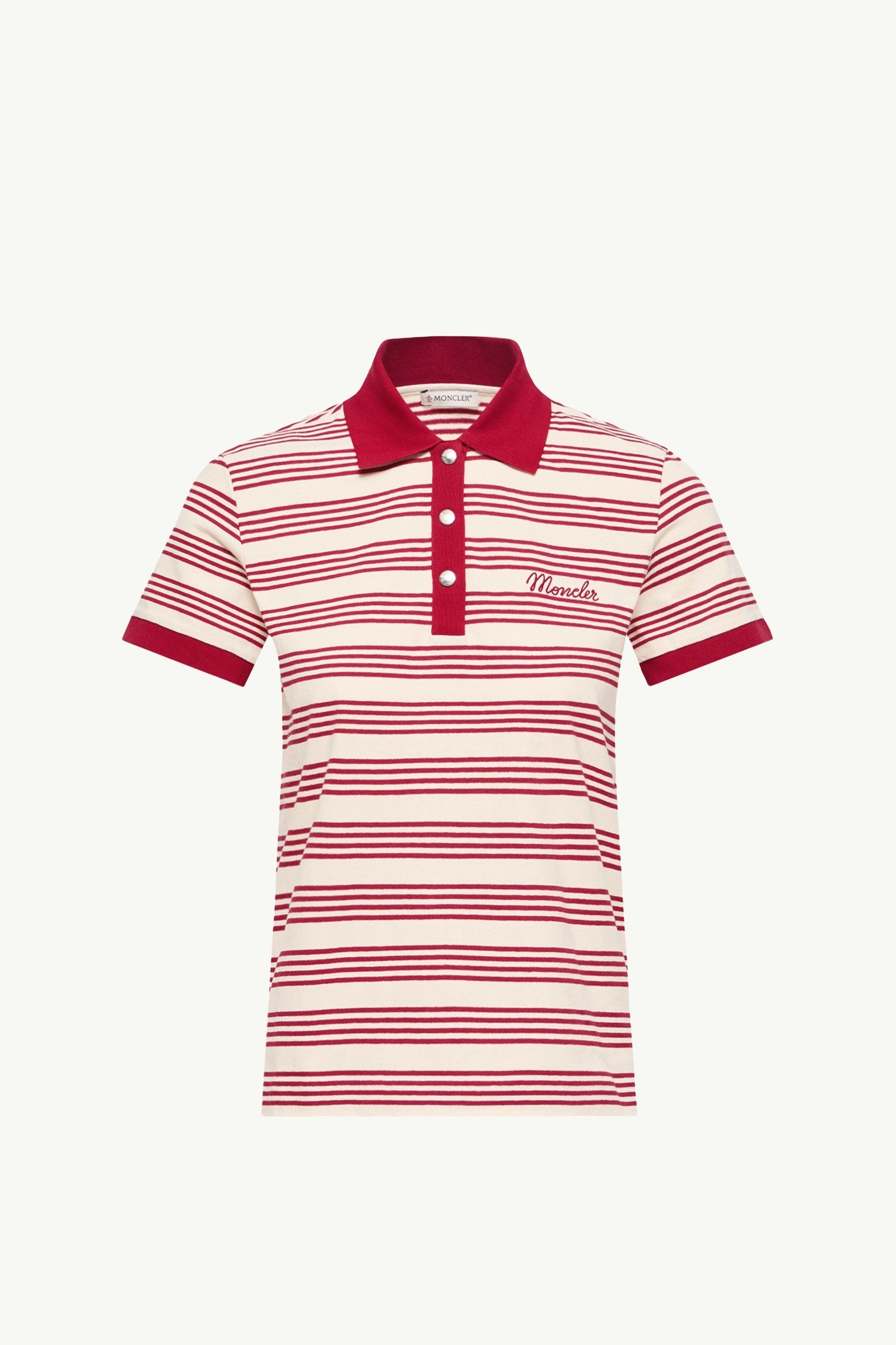 Moncler Striped Cotton Polo Shirt White & Red White & Red