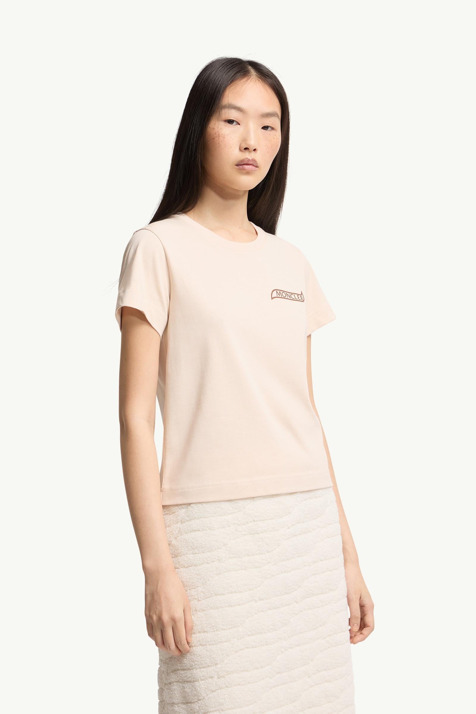 Moncler Logo Cotton T-Shirt Light Beige Light Beige