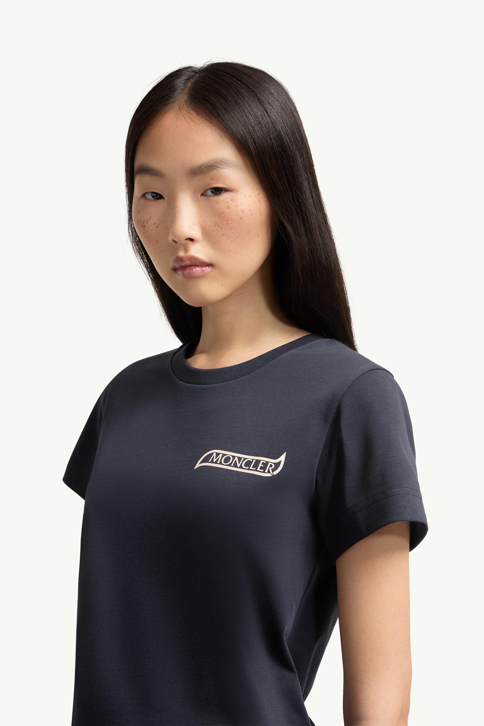 Moncler Logo Cotton T-Shirt Night Blue Night Blue