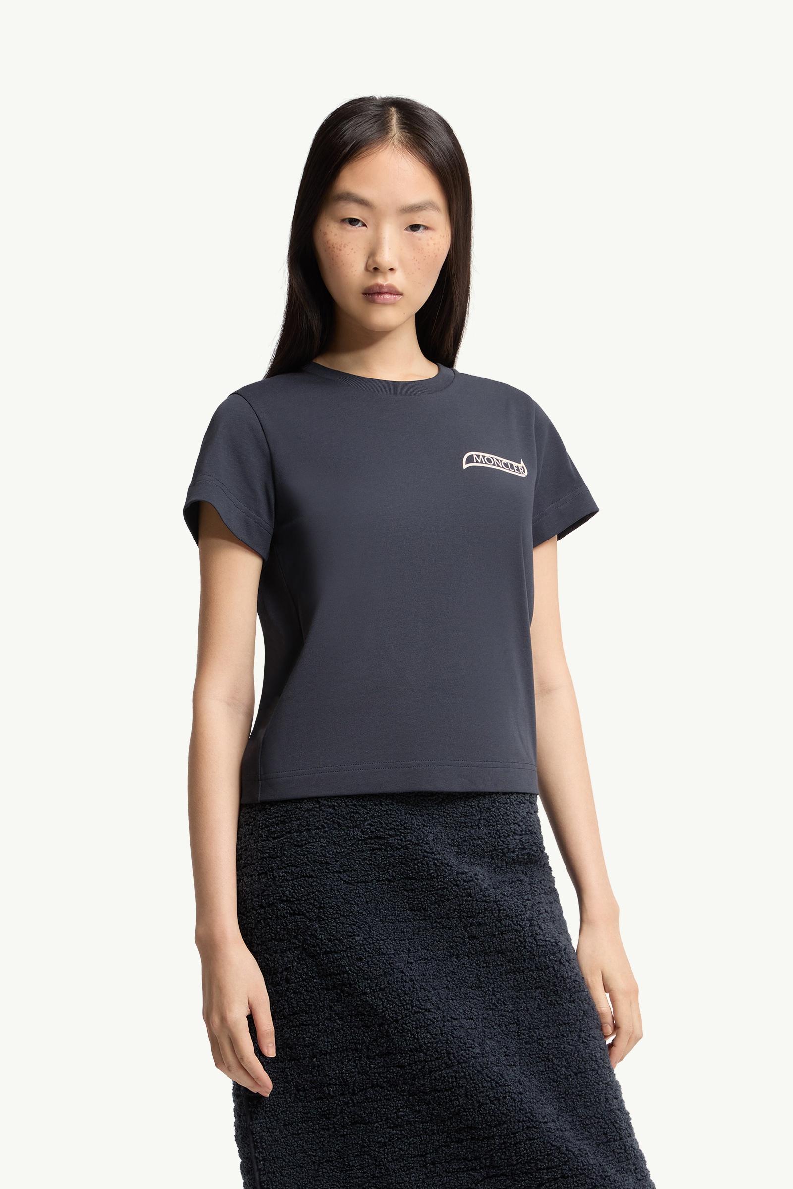 Moncler Logo Cotton T-Shirt Night Blue Night Blue