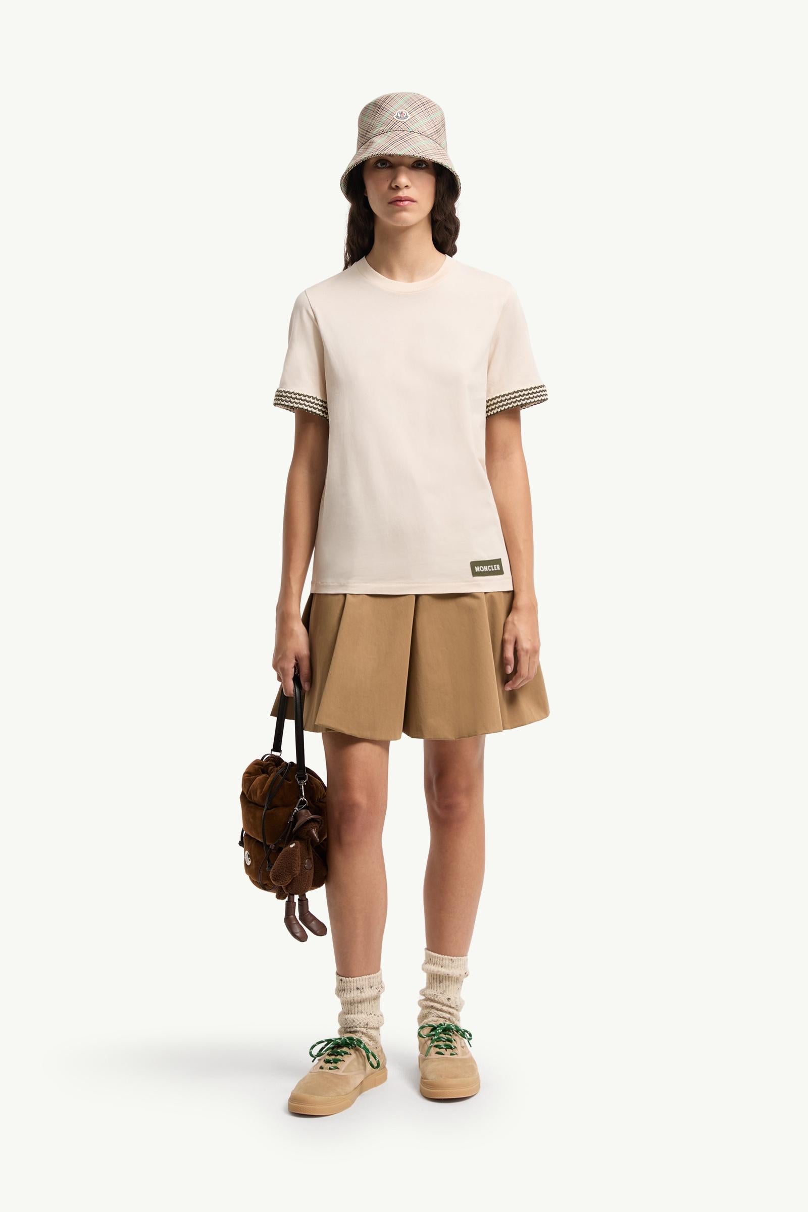 Moncler Crochet-Trimmed Cotton Logo T-Shirt White Ivory White Ivory
