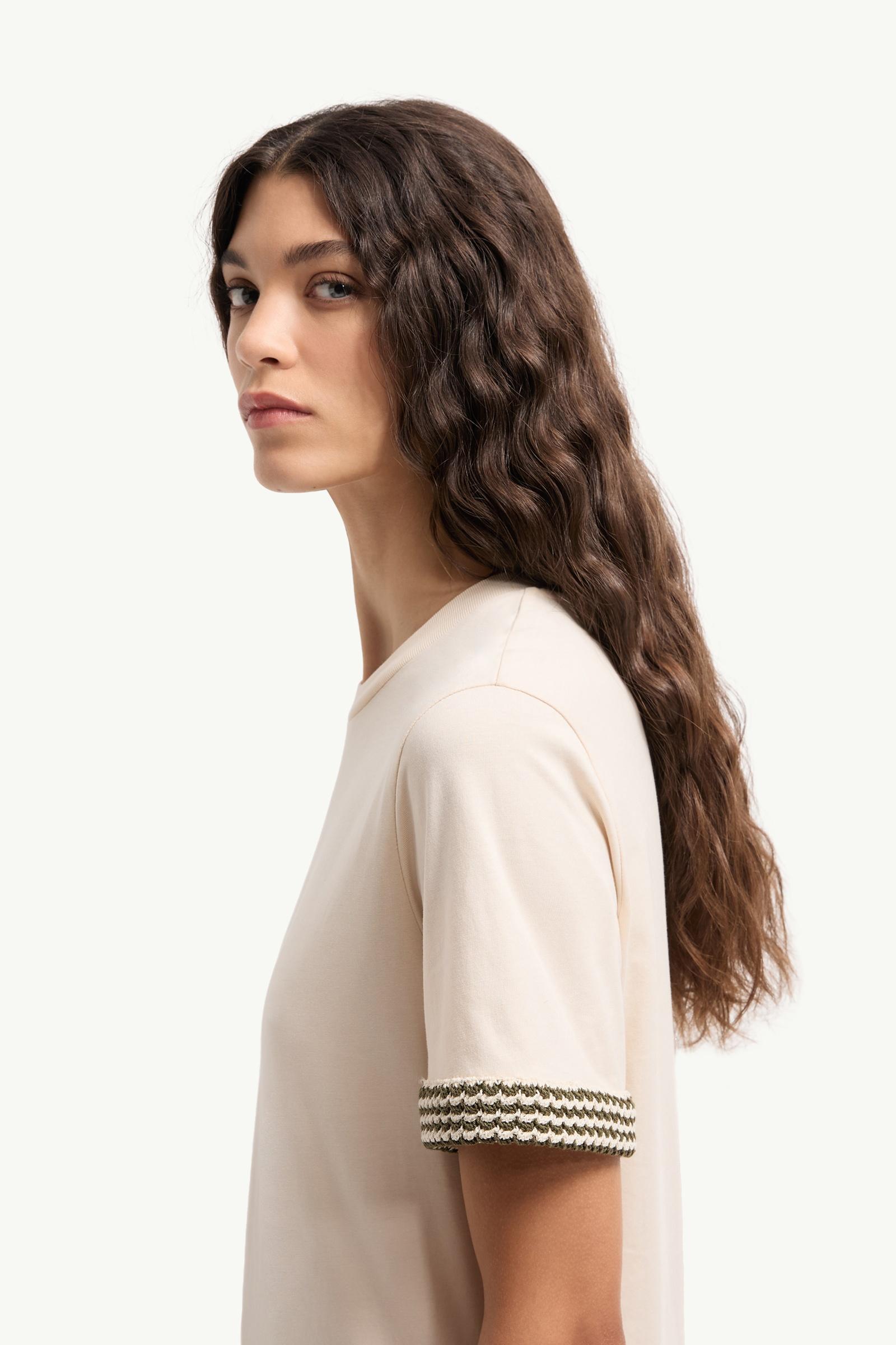 Moncler Crochet-Trimmed Cotton Logo T-Shirt White Ivory White Ivory