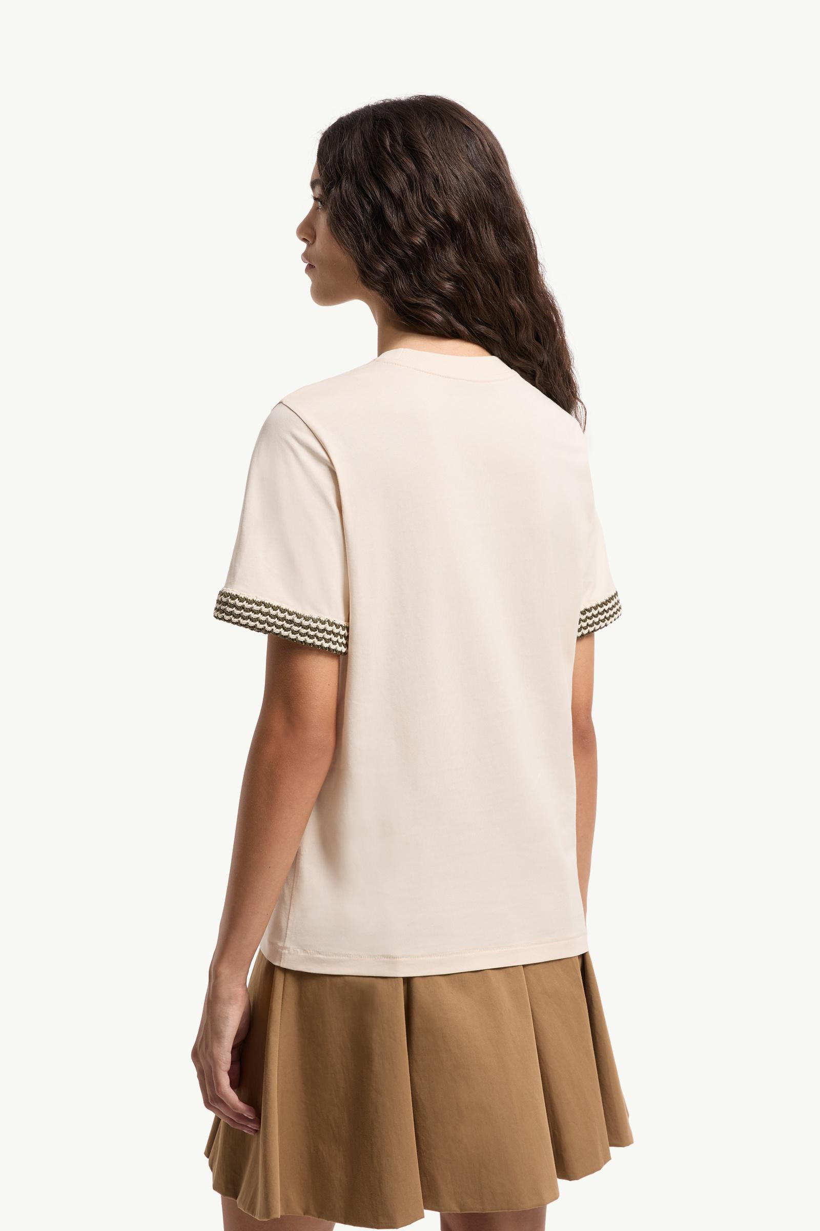 Moncler Crochet-Trimmed Cotton Logo T-Shirt White Ivory White Ivory