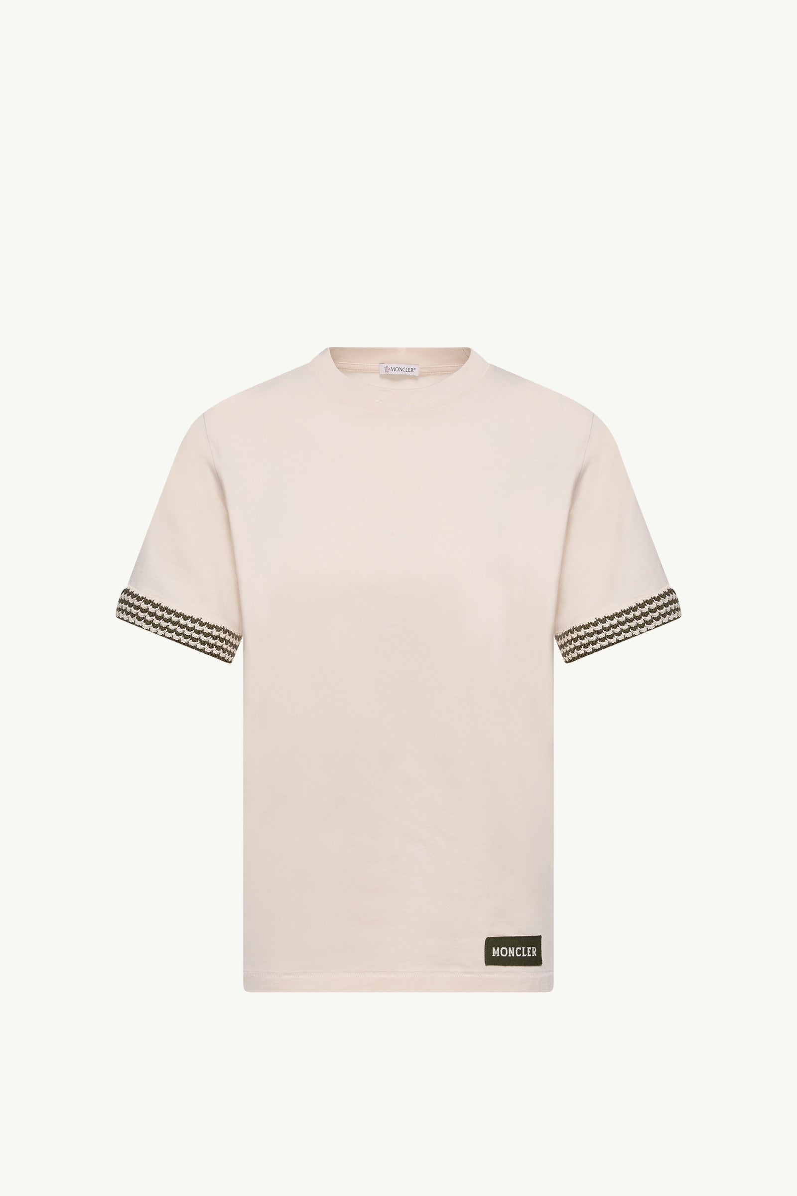 Moncler Crochet-Trimmed Cotton Logo T-Shirt White Ivory White Ivory