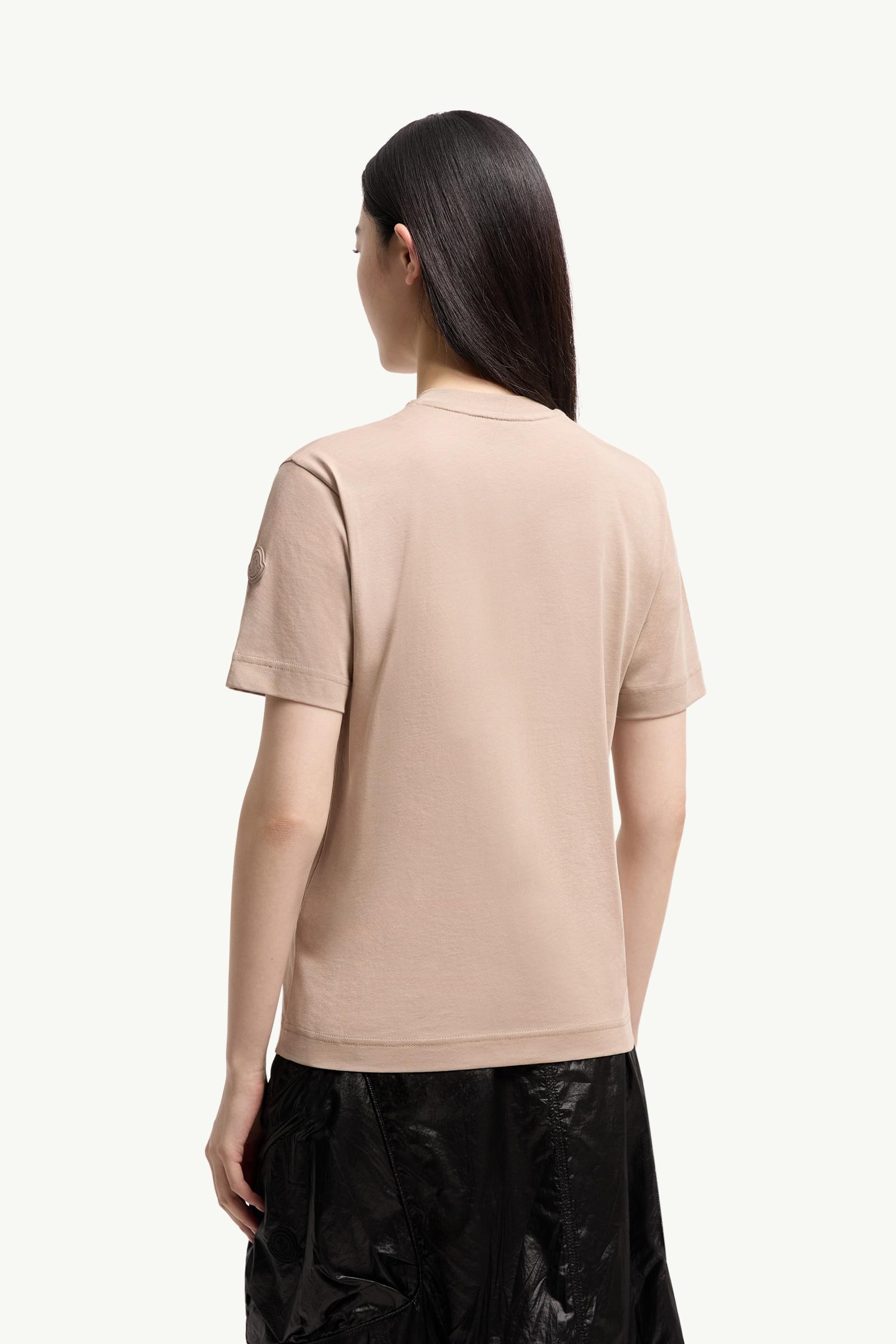 Moncler Cotton Jersey T-Shirt With Pleated Pocket Beige Beige
