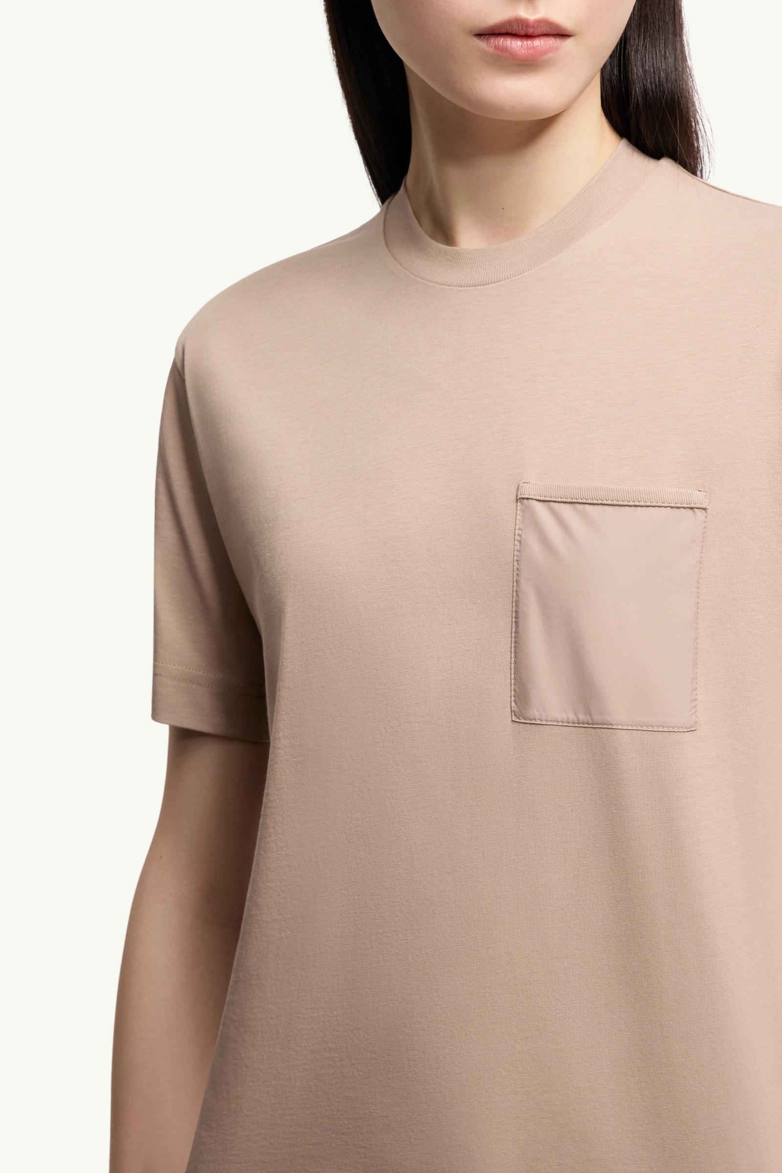 Moncler Cotton Jersey T-Shirt With Pleated Pocket Beige Beige