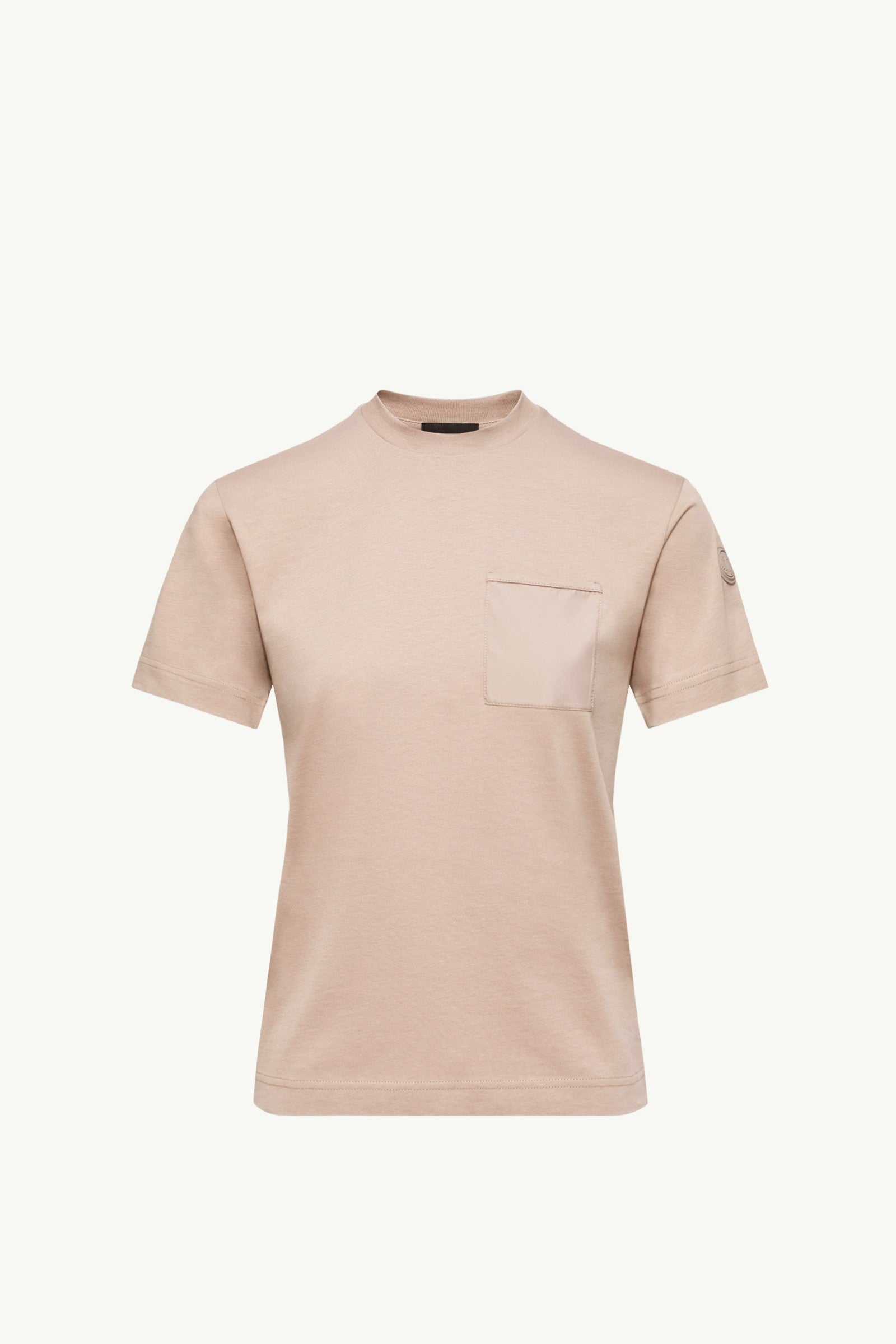 Moncler Cotton Jersey T-Shirt With Pleated Pocket Beige Beige
