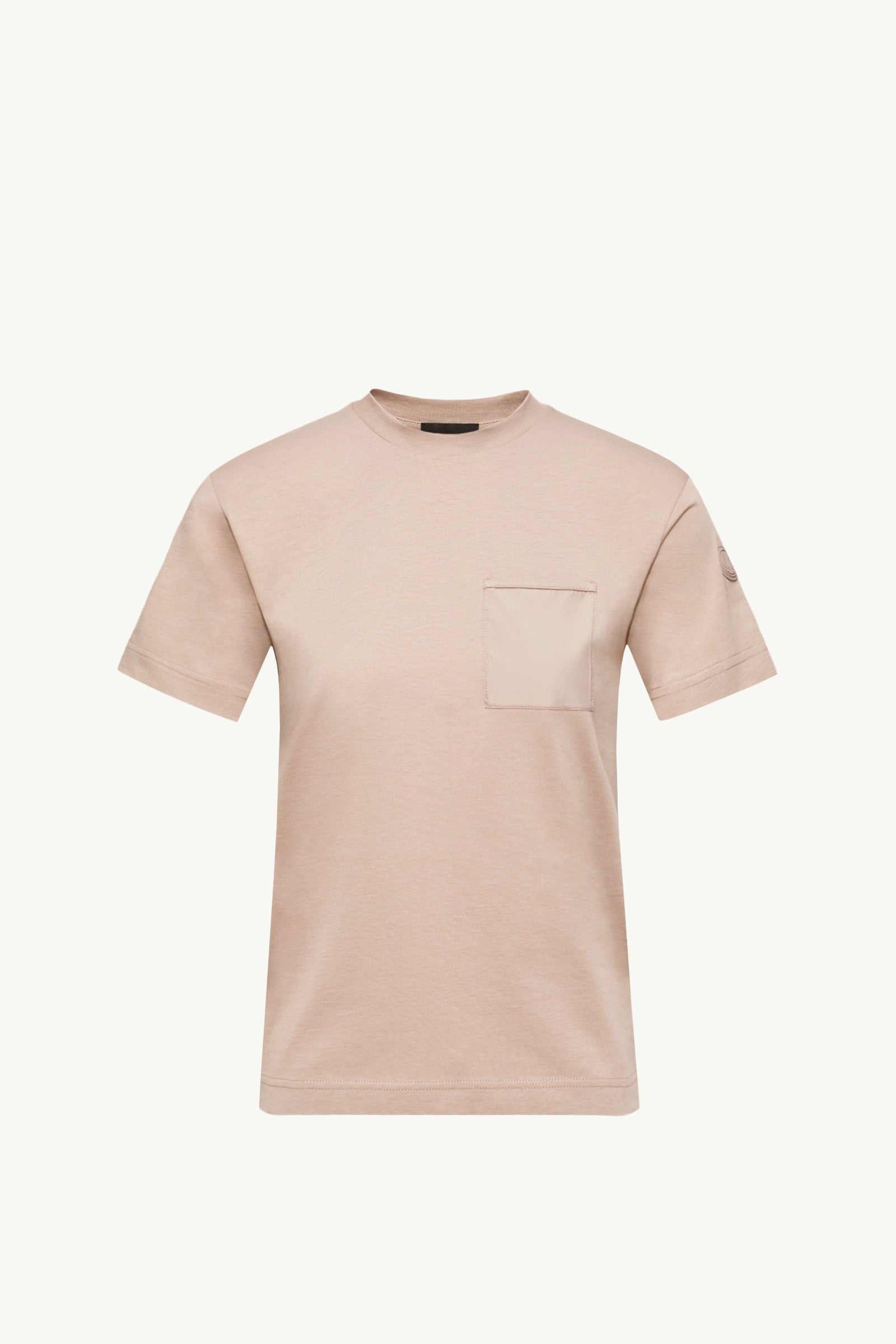 Moncler Cotton Jersey T-Shirt With Pleated Pocket Beige Beige