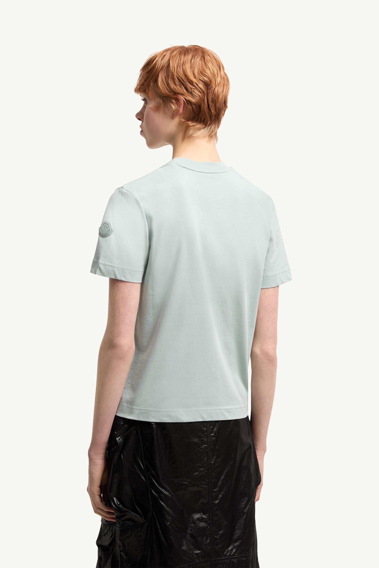 Moncler Cotton Jersey T-Shirt With Pleated Pocket Aqua Green Aqua Green