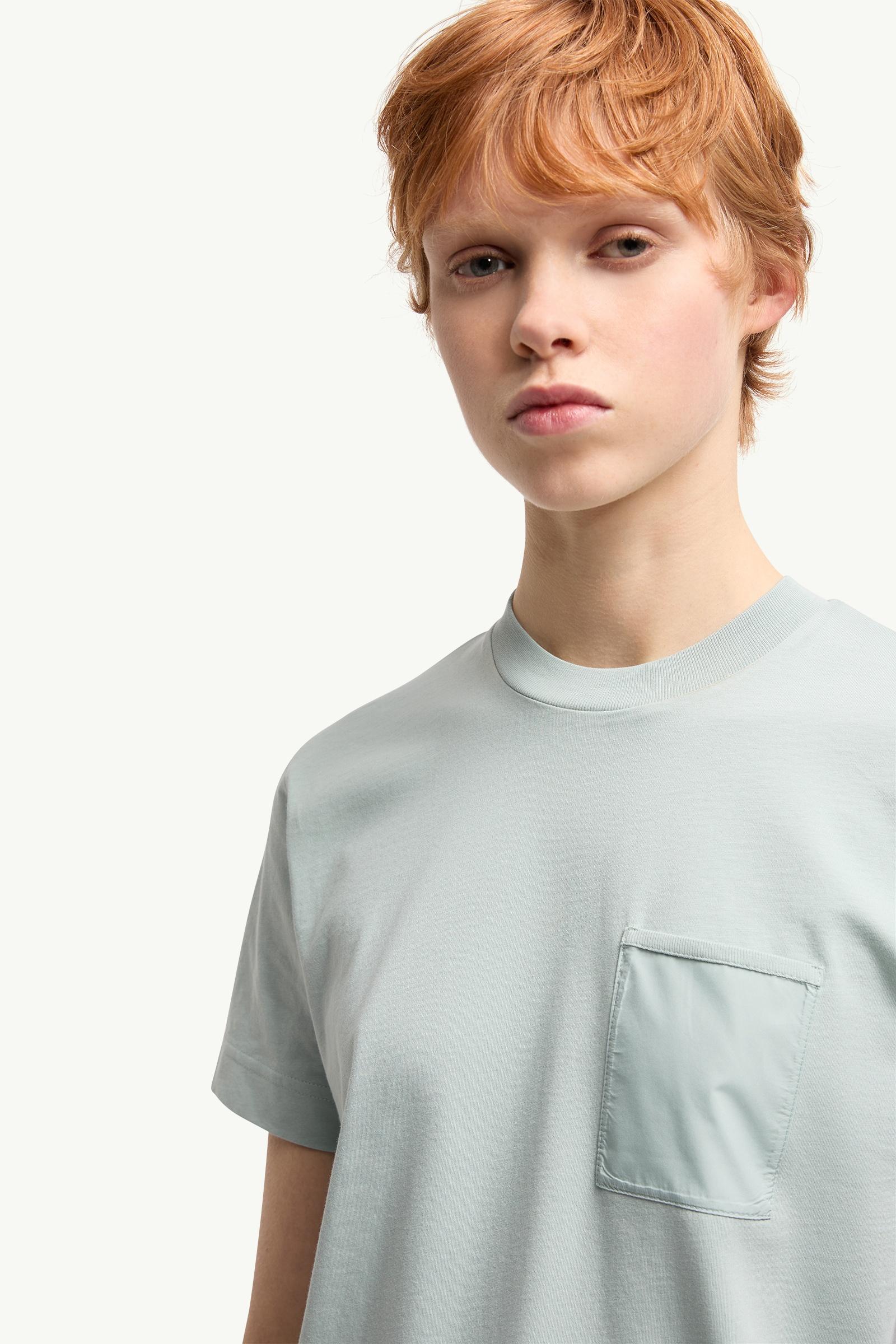 Moncler Cotton Jersey T-Shirt With Pleated Pocket Aqua Green Aqua Green