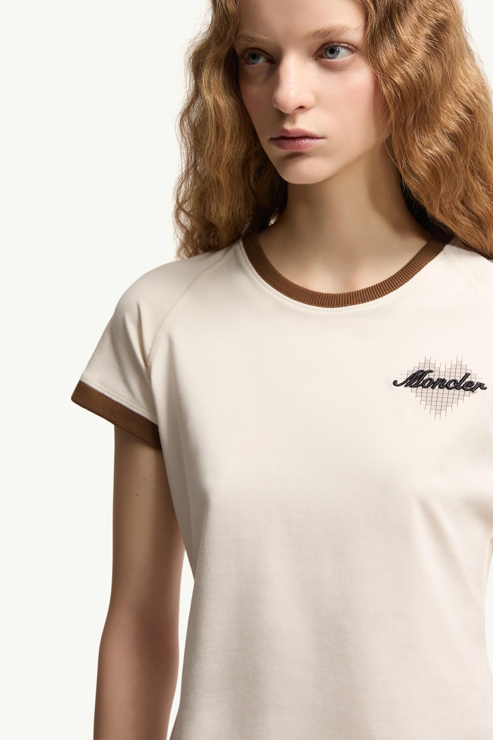 Moncler Heart Logo Cotton T-Shirt Light Beige Light Beige