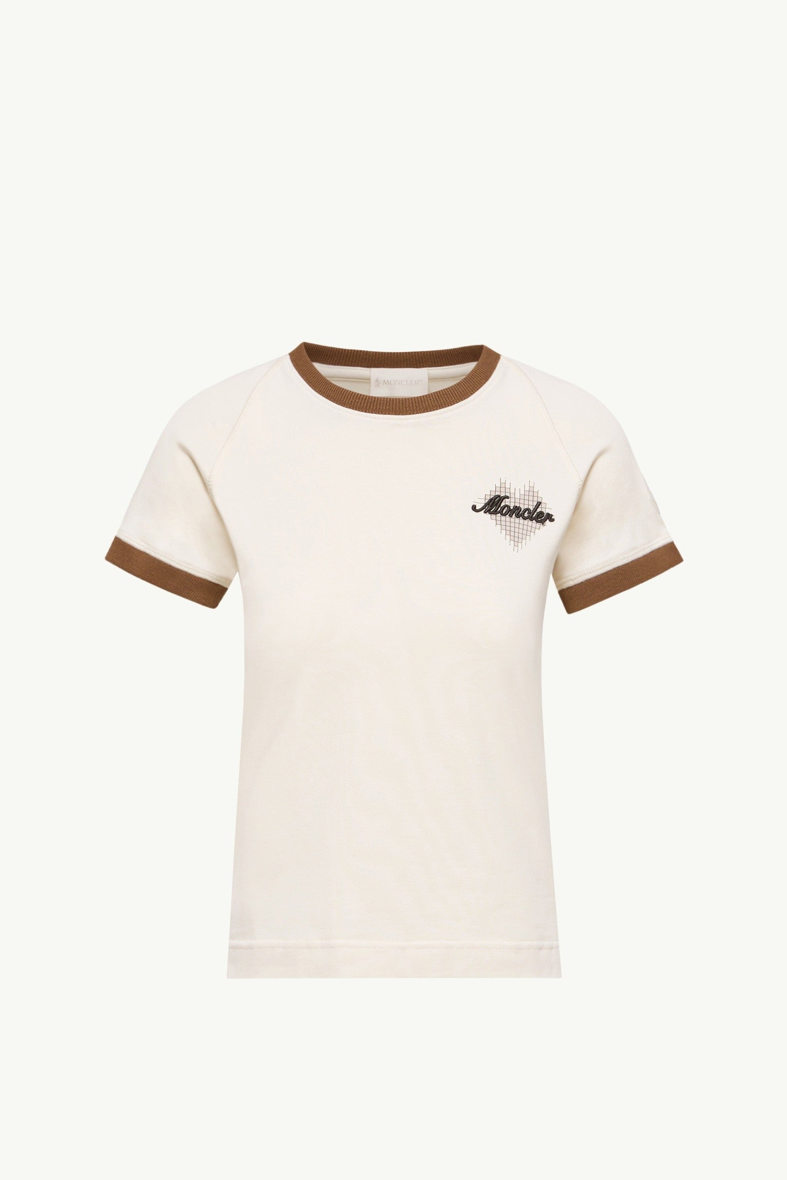Moncler Heart Logo Cotton T-Shirt Light Beige Light Beige