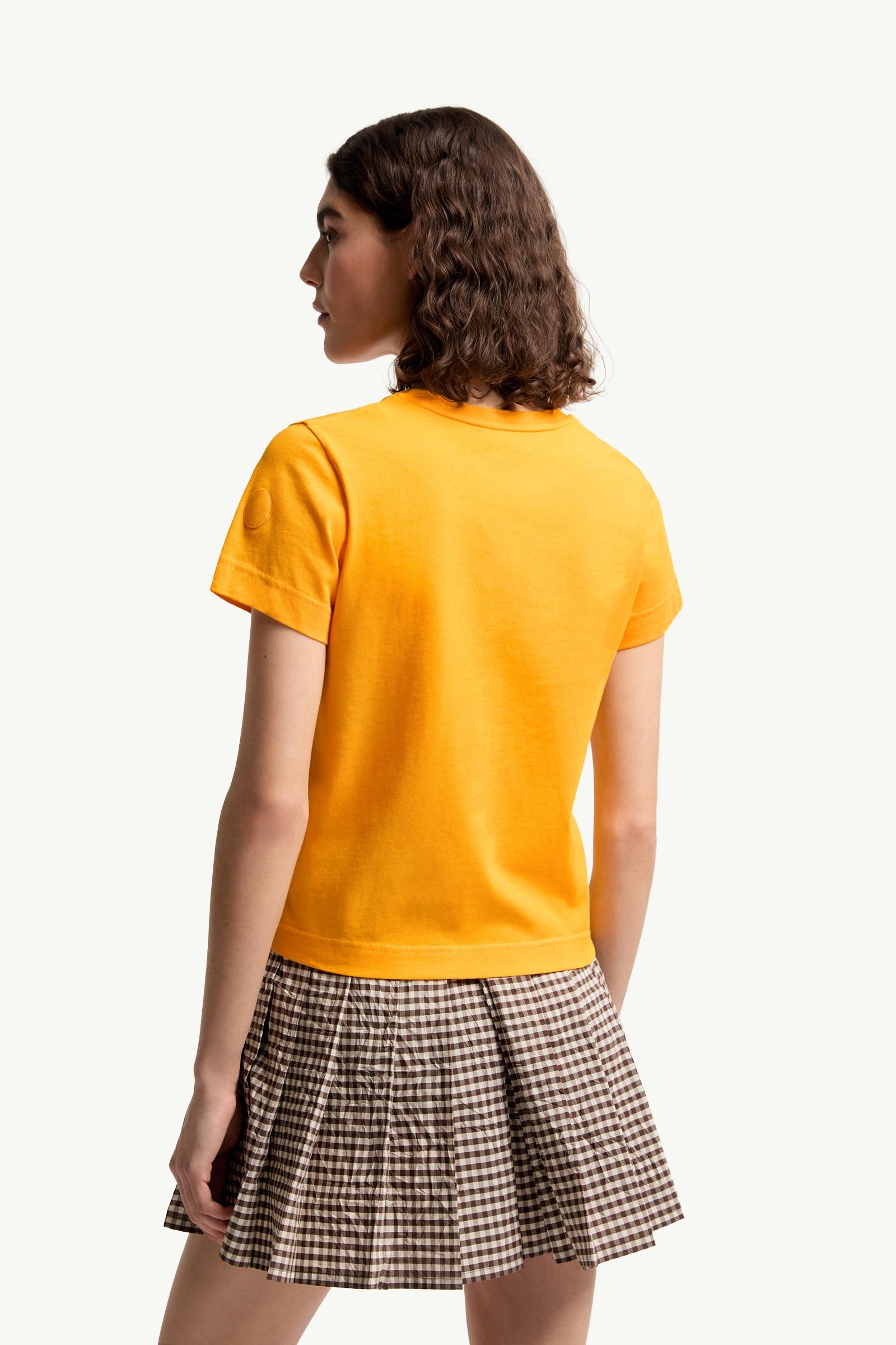 Moncler Embroidered Logo Cotton T-Shirt Yellow Yellow
