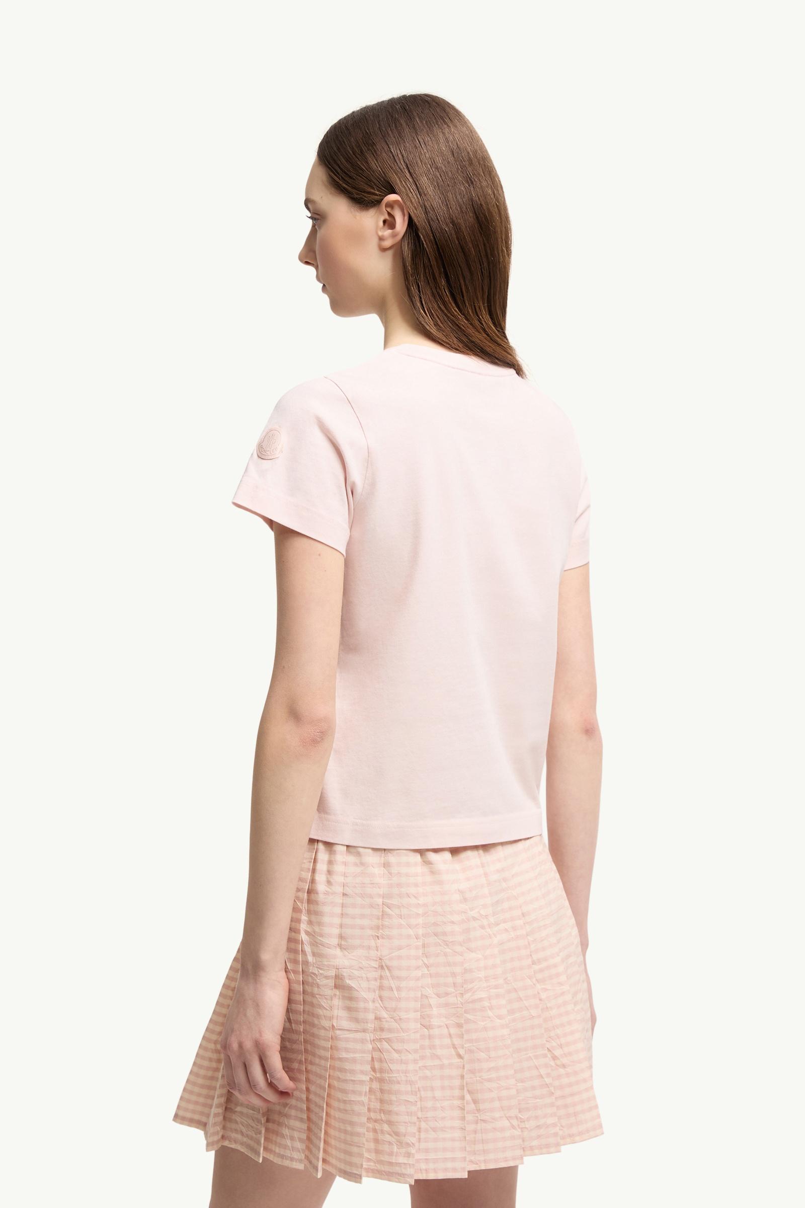 Moncler Embroidered Logo Cotton T-Shirt Light Pink Light Pink