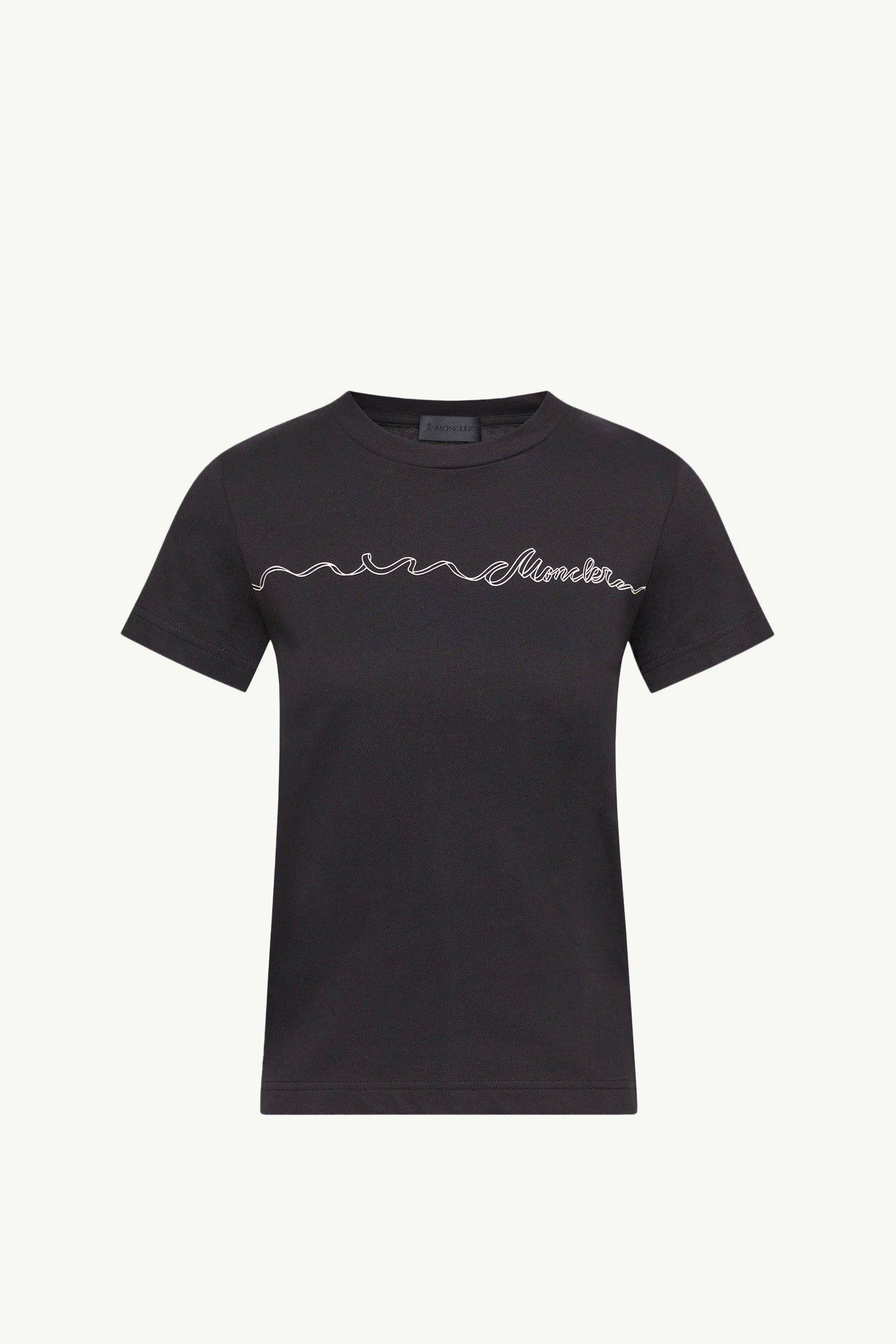 Moncler Ribbon Logo Cotton T-Shirt Black Black