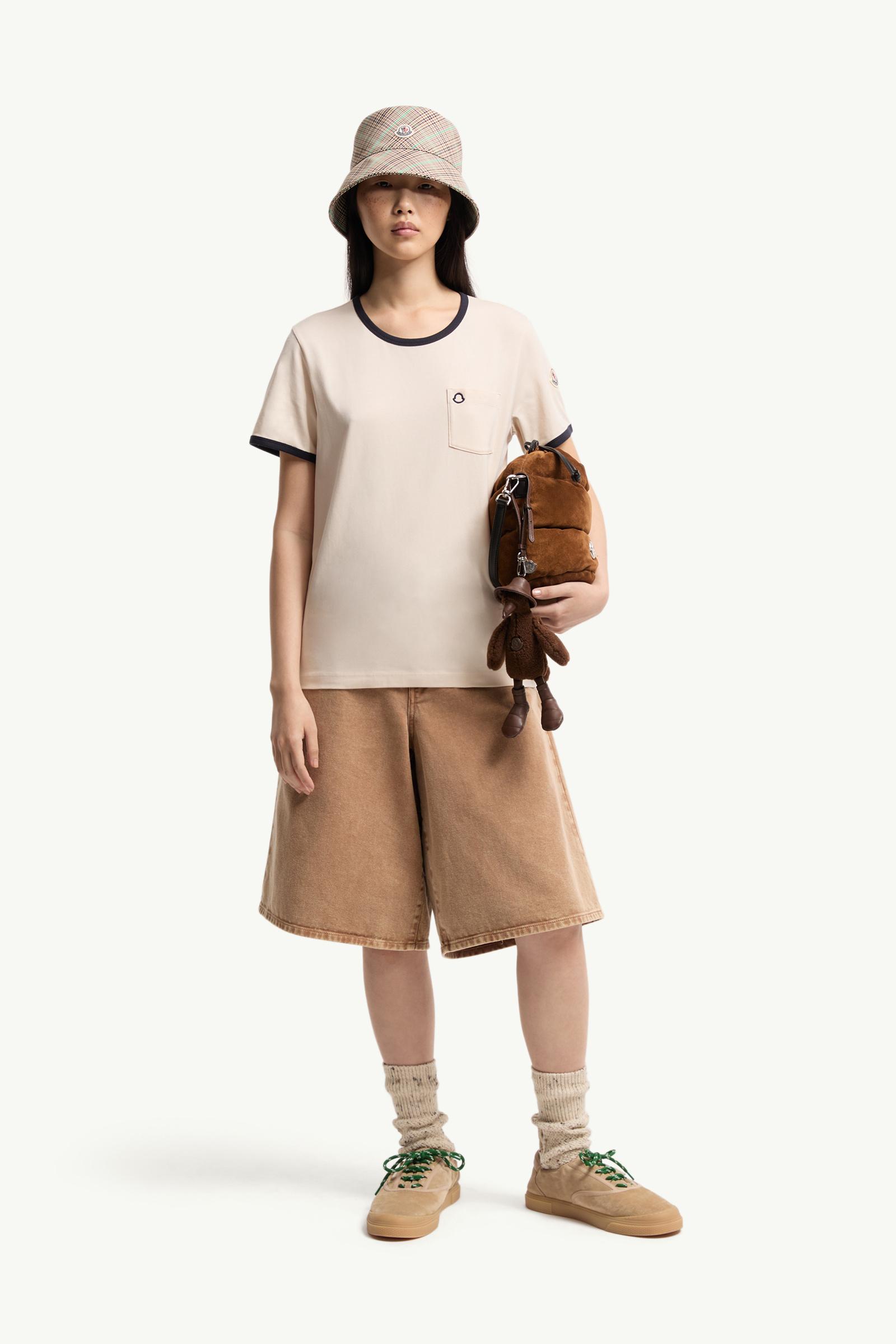 Moncler Embroidered Logo Cotton T-Shirt White White