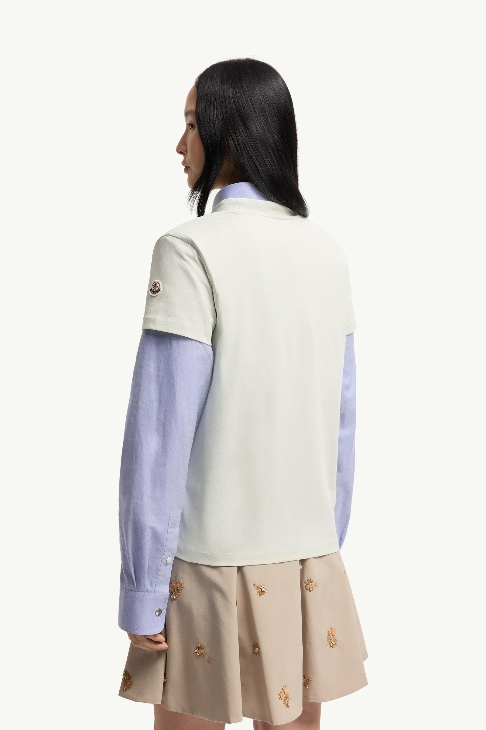 Moncler Embroidered Tonal Logo Cotton T-Shirt Light Green Light Green