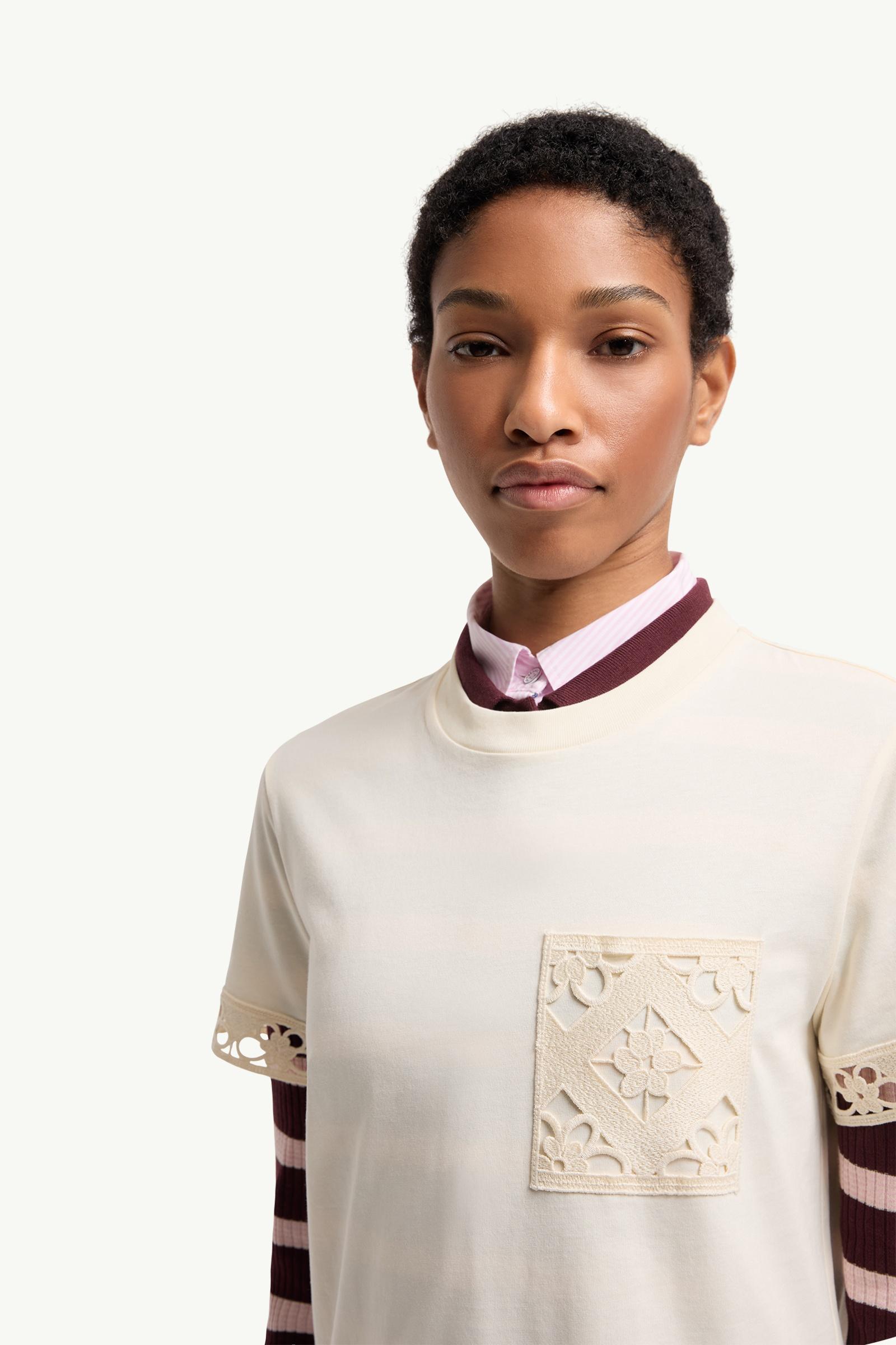 Moncler Macramé-Trimmed Cotton T-Shirt White White