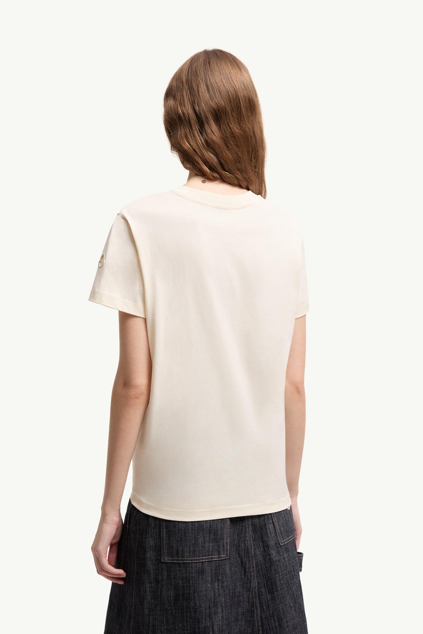 Moncler Embroidered Logo Cotton T-Shirt White White