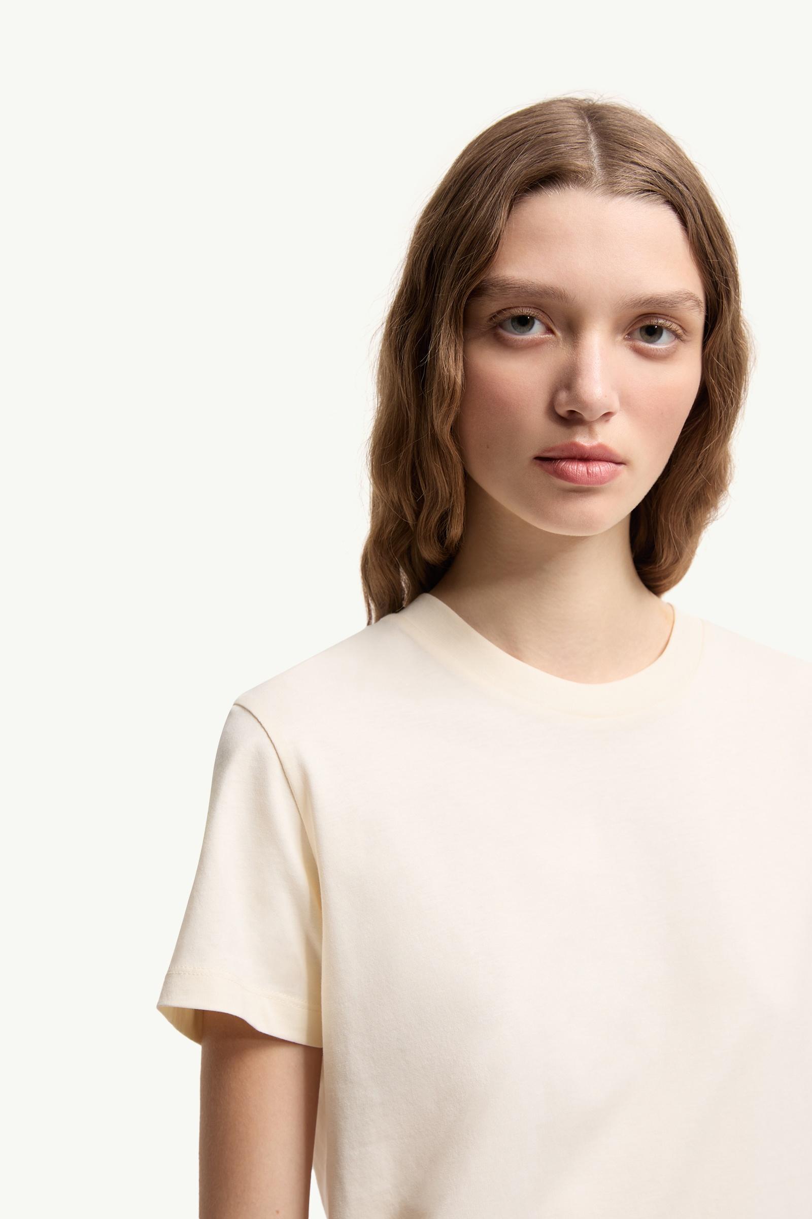 Moncler Embroidered Logo Cotton T-Shirt White White