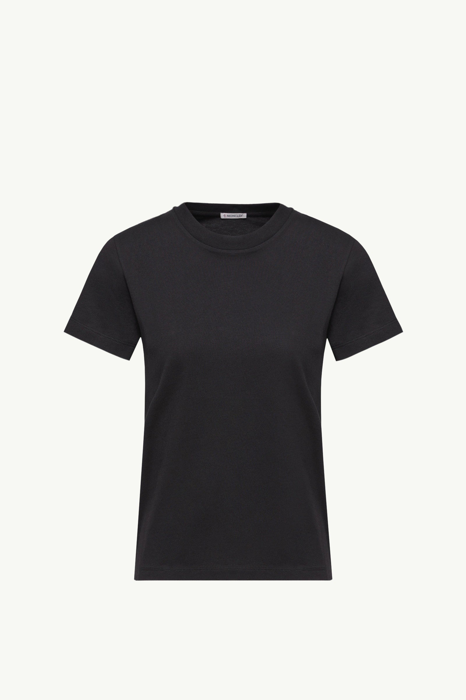 Moncler Embroidered Logo Cotton T-Shirt Black Black