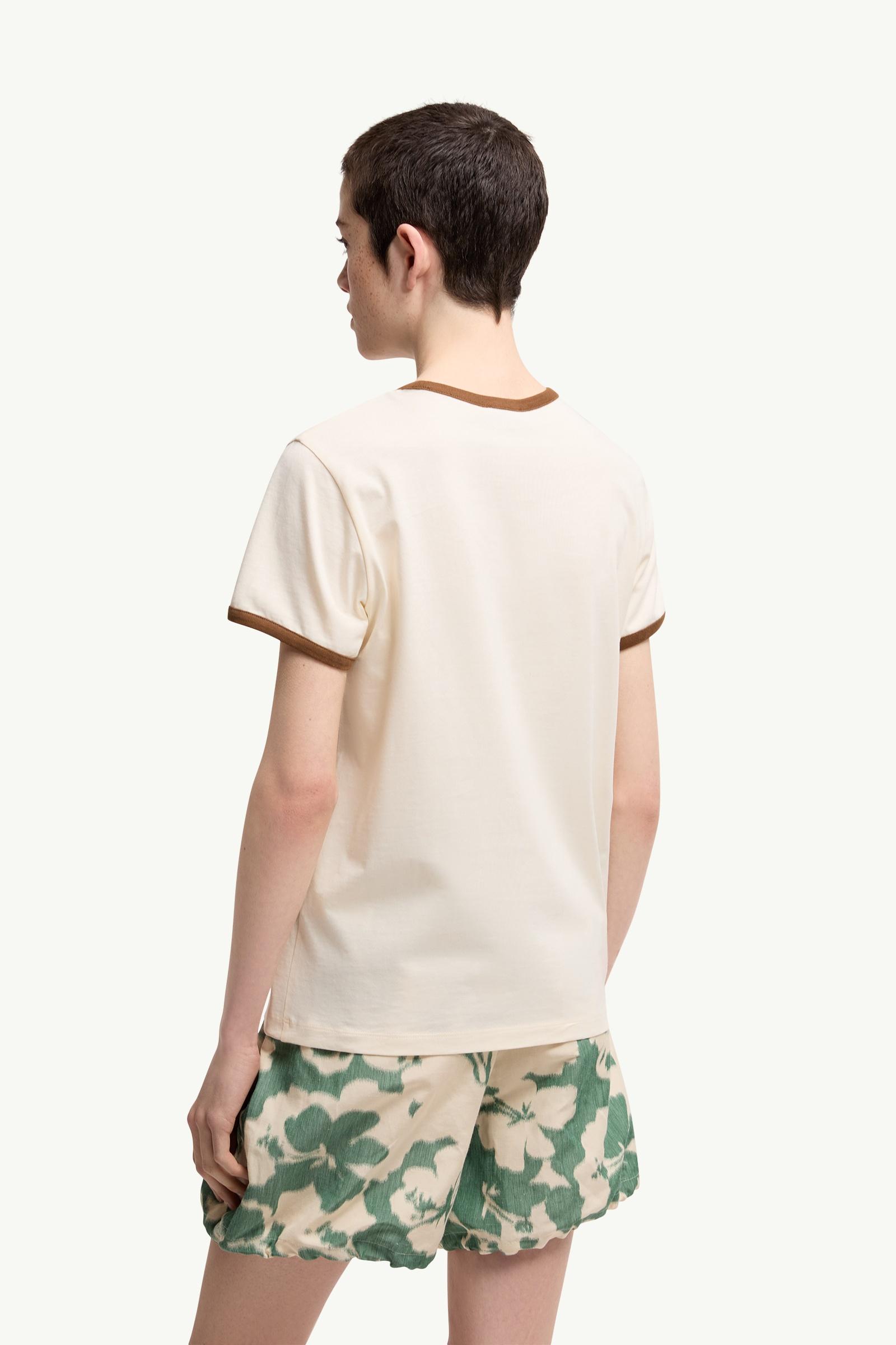 Moncler Flock Logo Jersey T-Shirt White Ivory White Ivory
