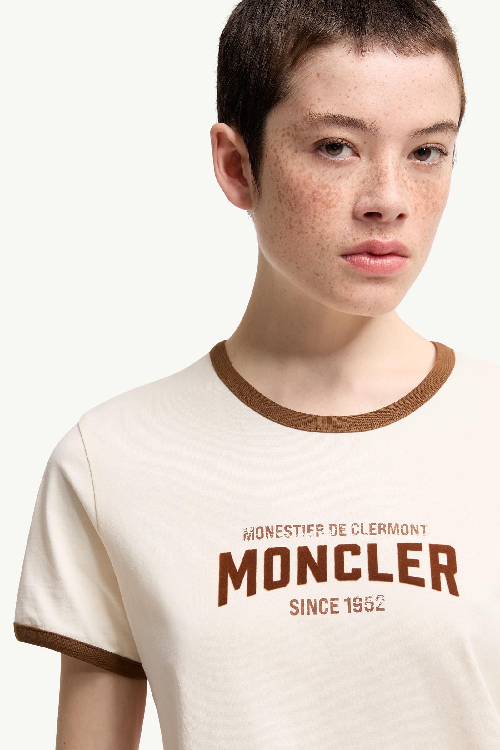 Moncler Flock Logo Jersey T-Shirt White Ivory White Ivory